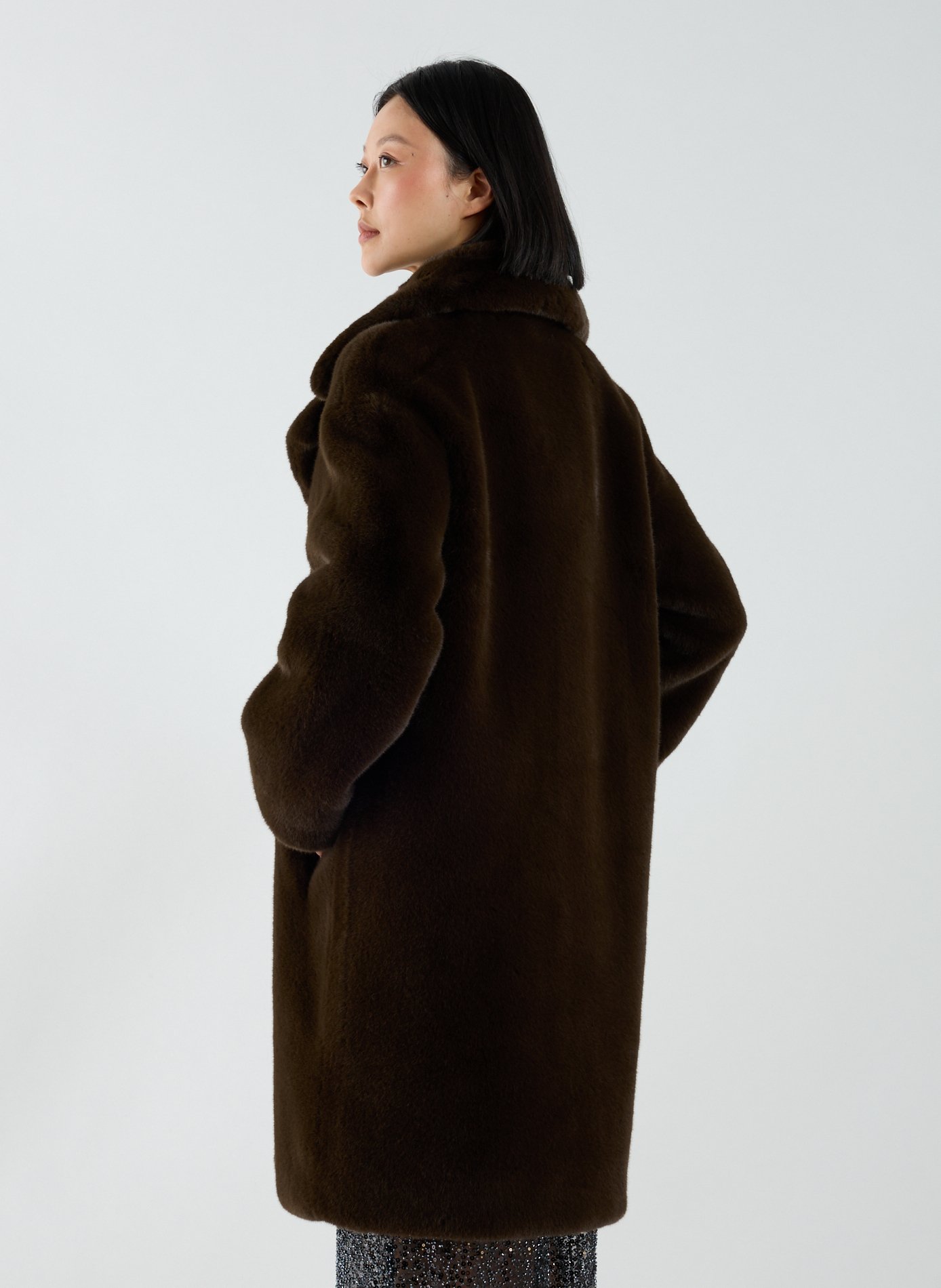 Camille Cocoon faux fur coat STAND STUDIO Brown