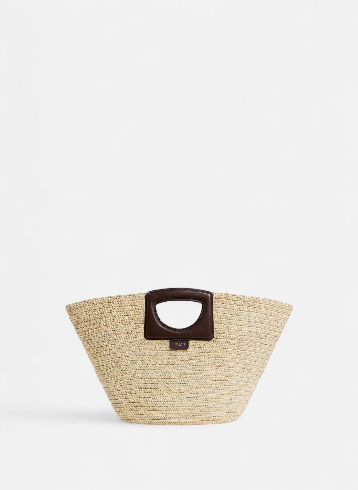 Grand sac cabas en raphia naturel et cuir lisse végétal LE TANNEUR Beige