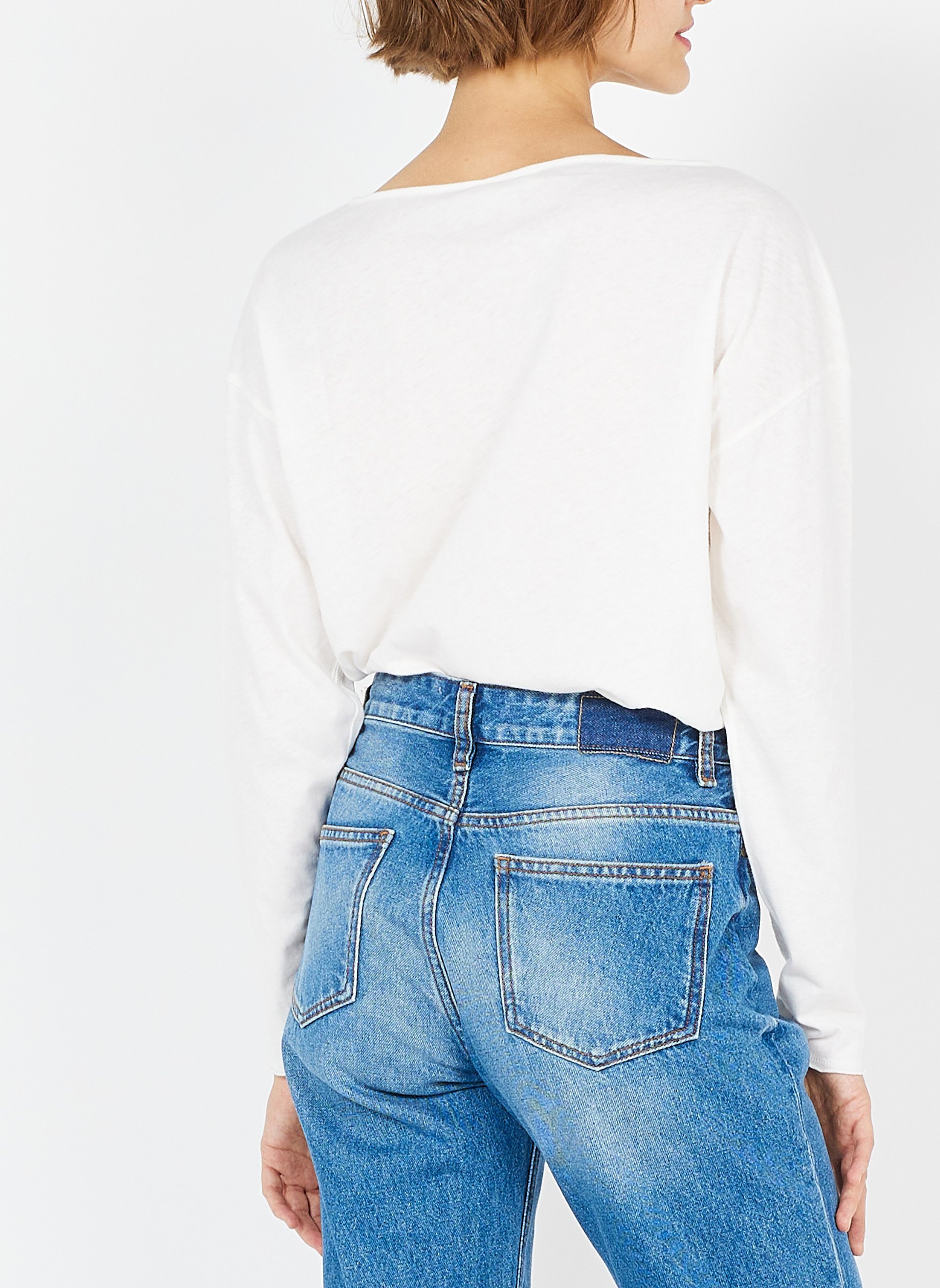 Tee-shirt ample à col bateau en coton aksun AMERICAN VINTAGE Blanc