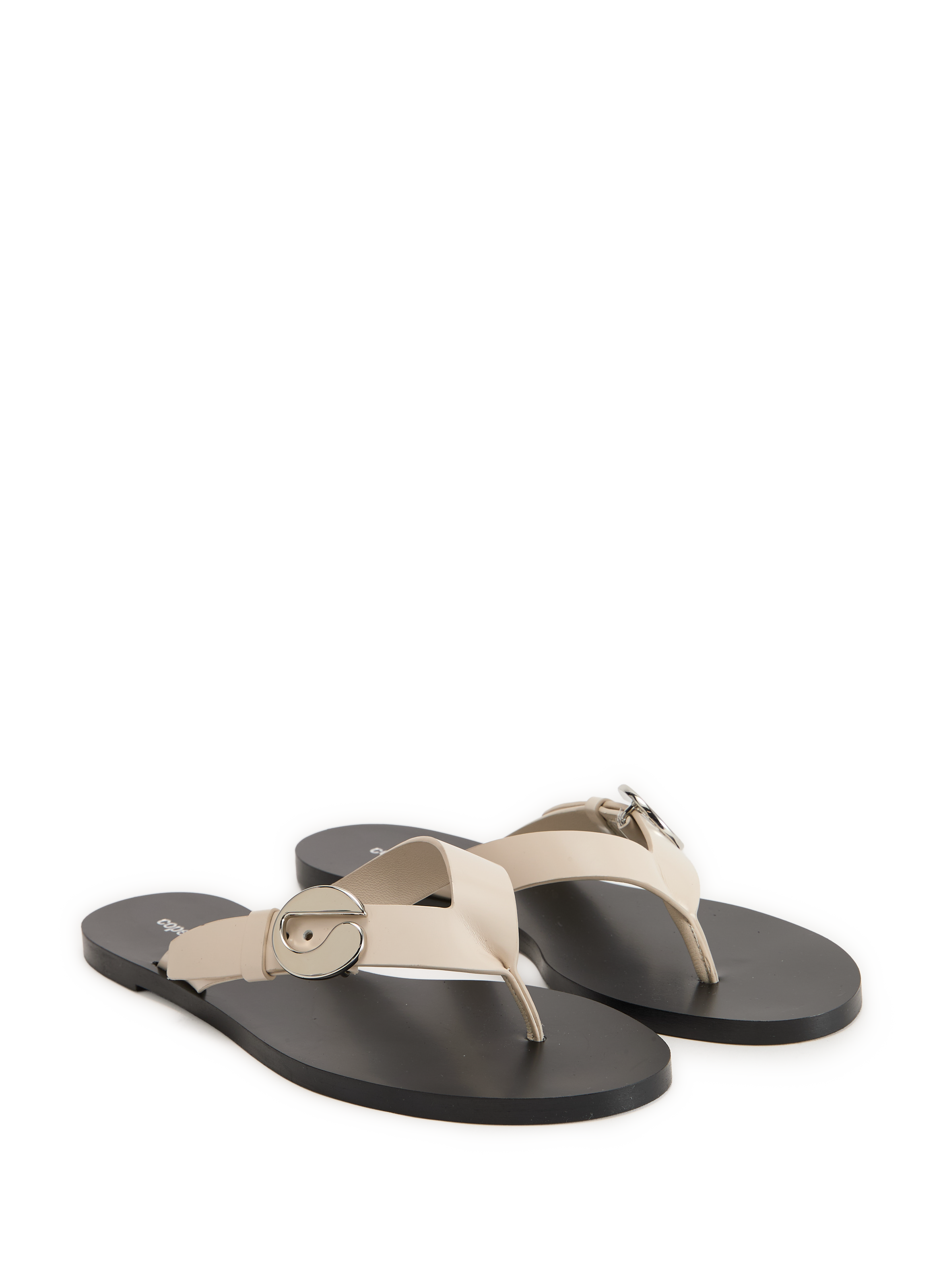 Cowhide leather logo flip-flops COPERNI Black