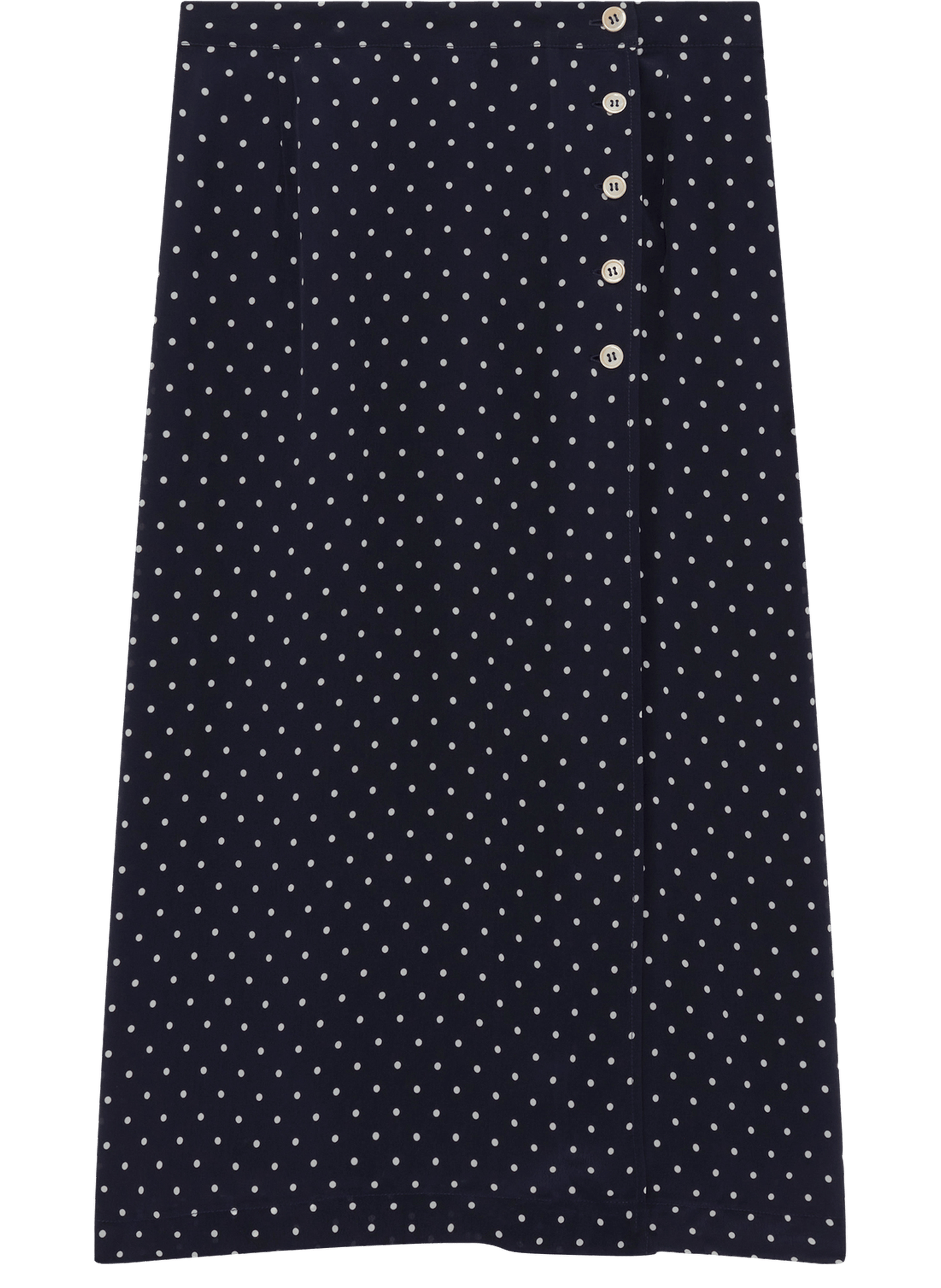 Jupe midi à pois et boutons - nayane PABLO Bleu