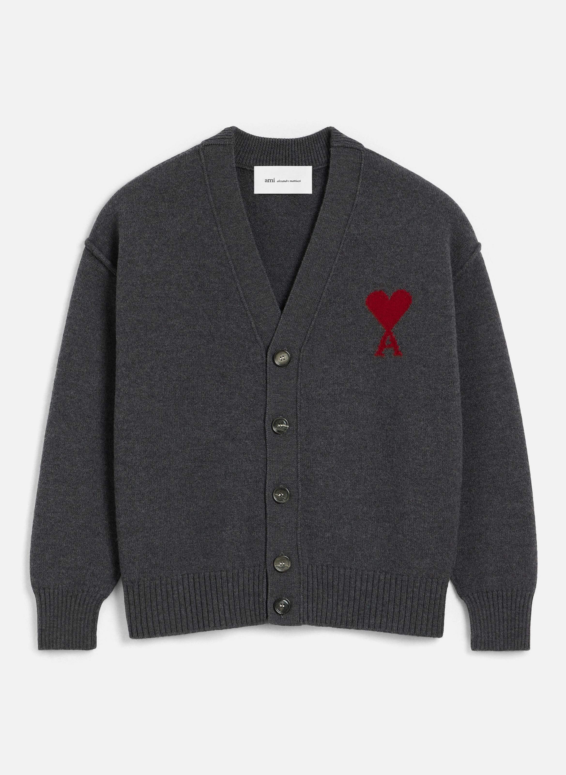 Cardigan Ami De Coeur En Laine unisexe AMI PARIS Gris