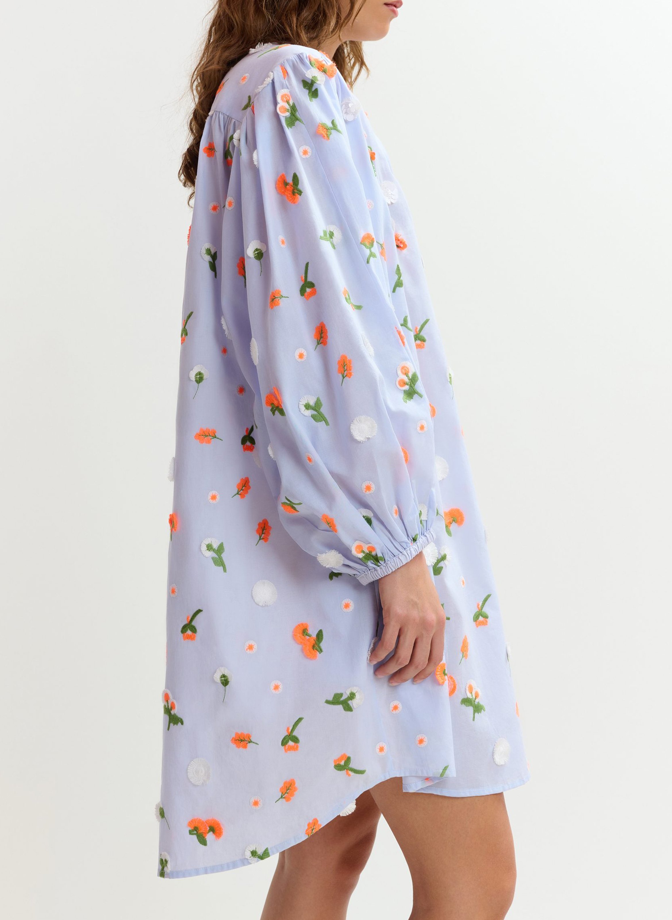 Robe courte ample col rond brodée jalen ESSENTIEL ANTWERP Bleu