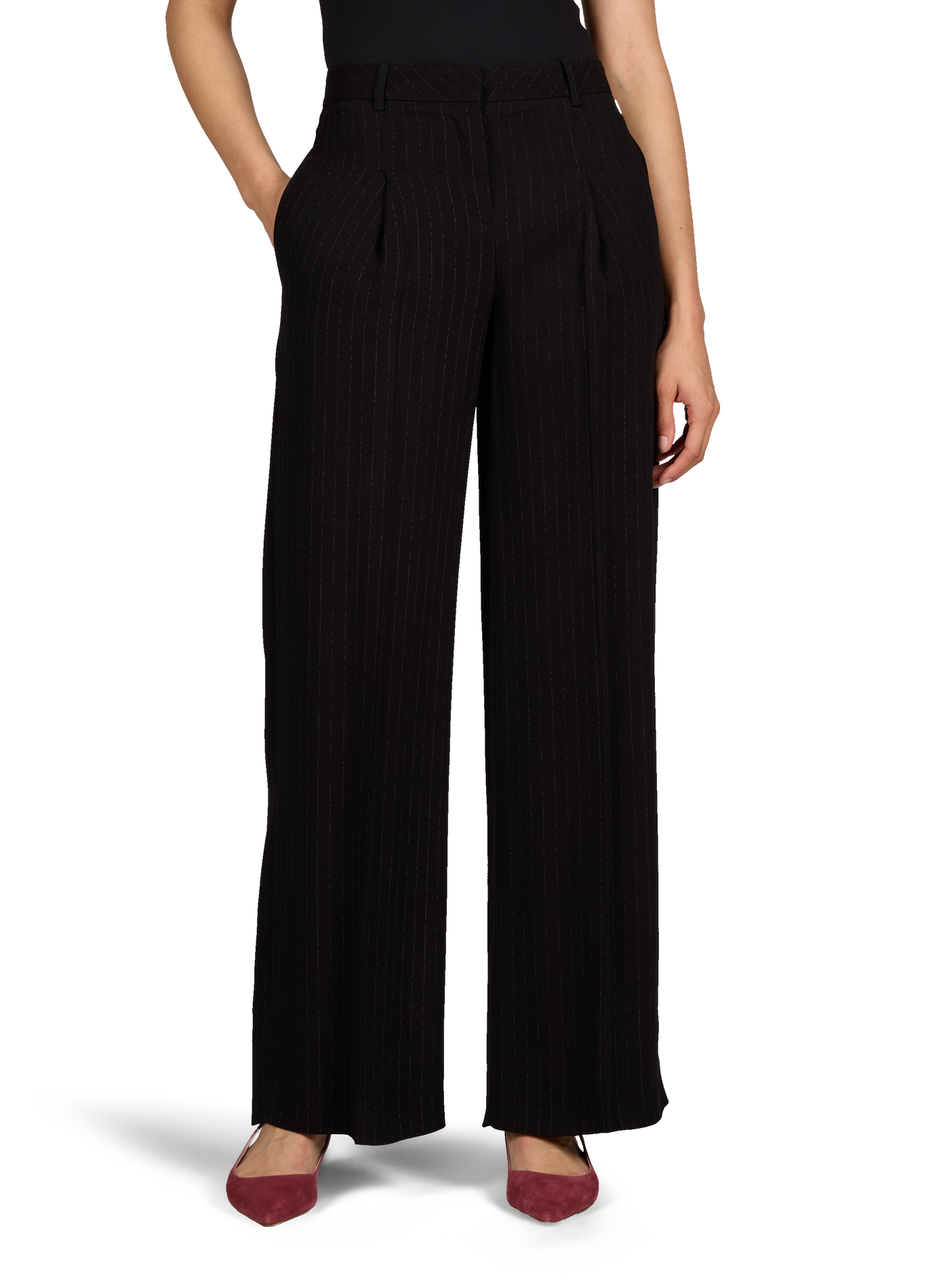 Pantalon rayé à plis Tiana BOSS Noir