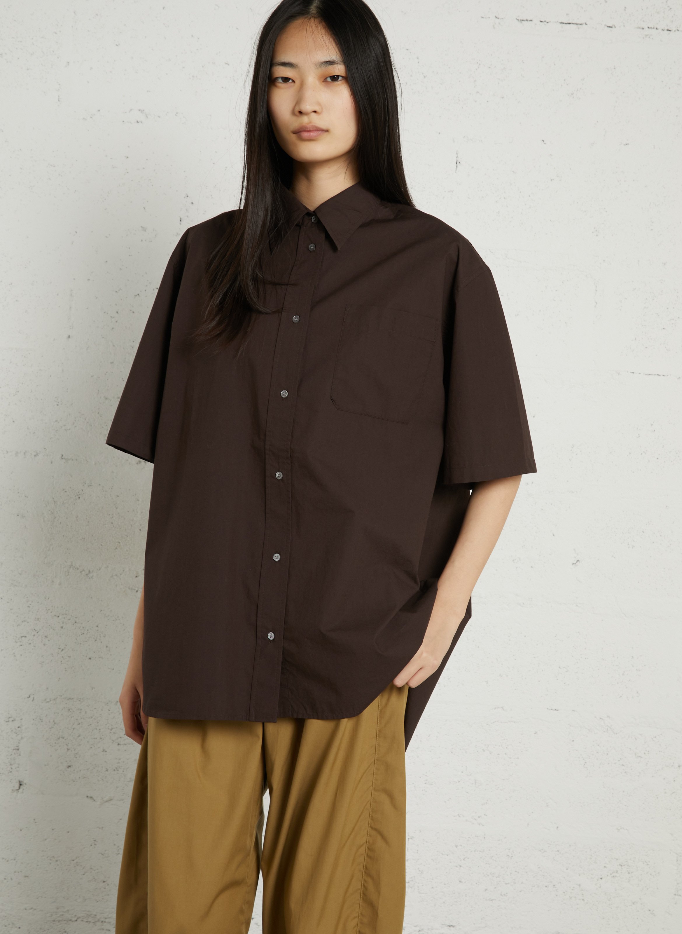 Chemise oversize col classique en coton bobbie SOEUR Marron