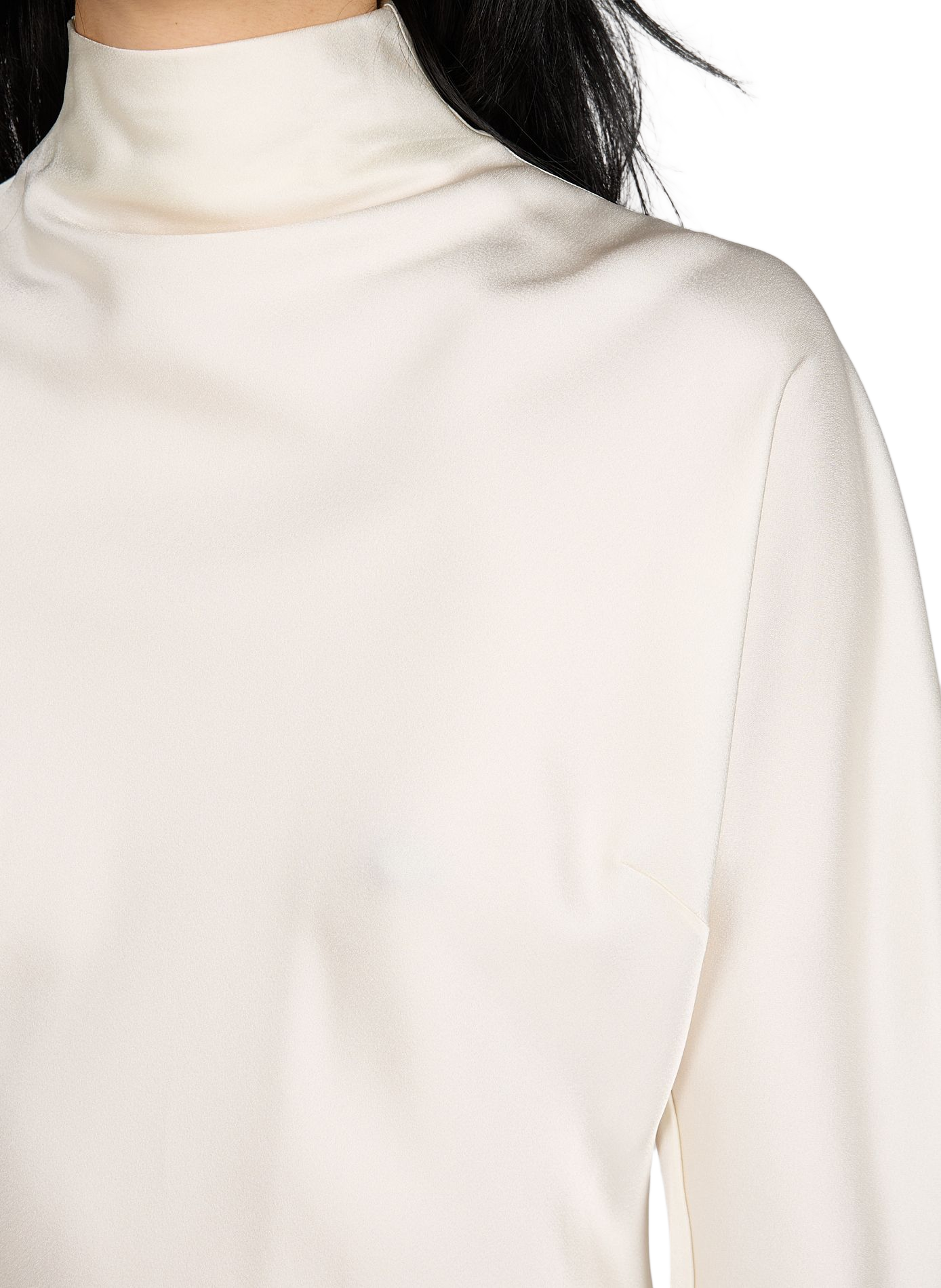 Top with satin-effect buttoned collar ROHE FRAMES Beige