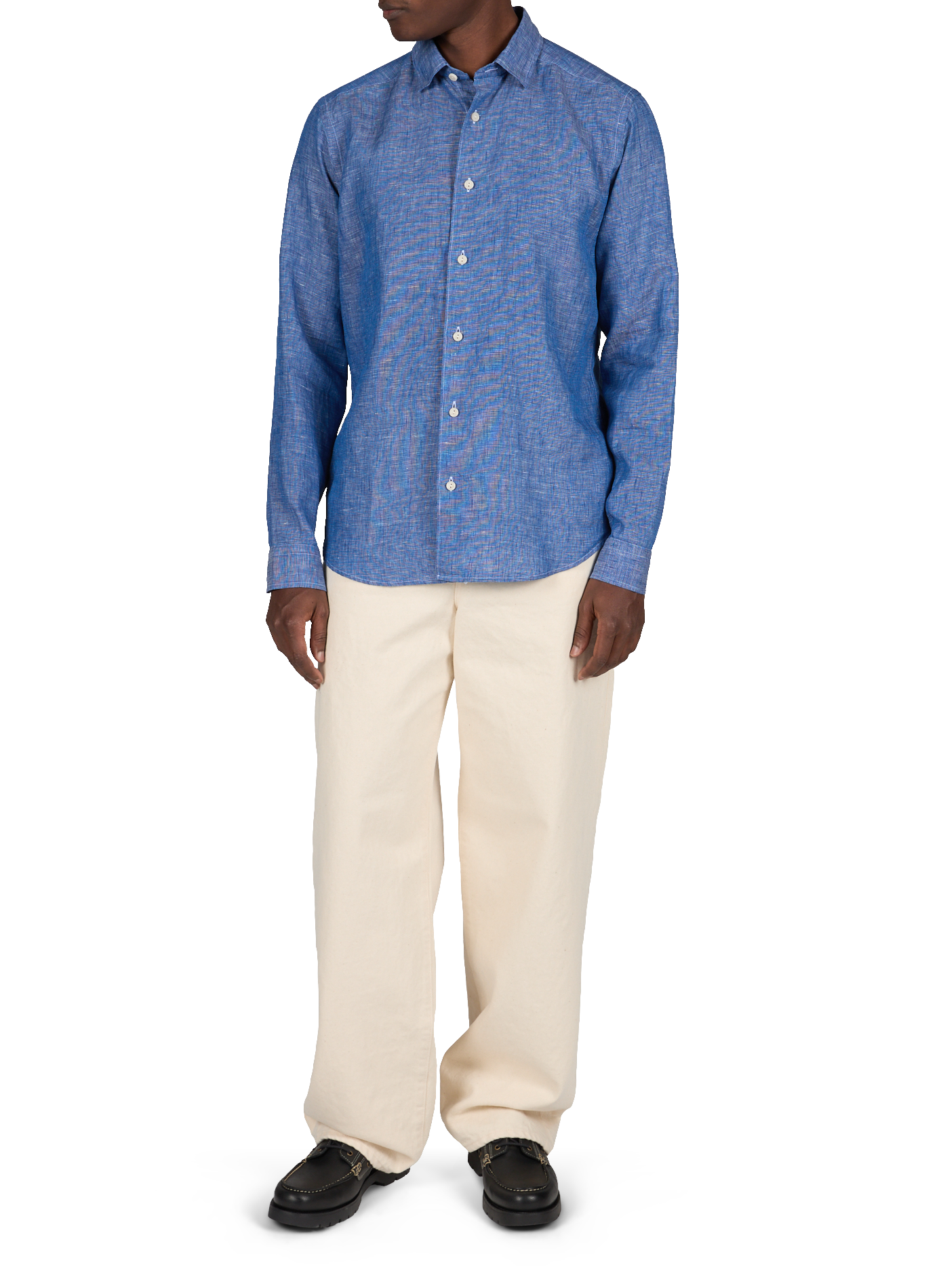 Chemise droite en lin ETON Bleu