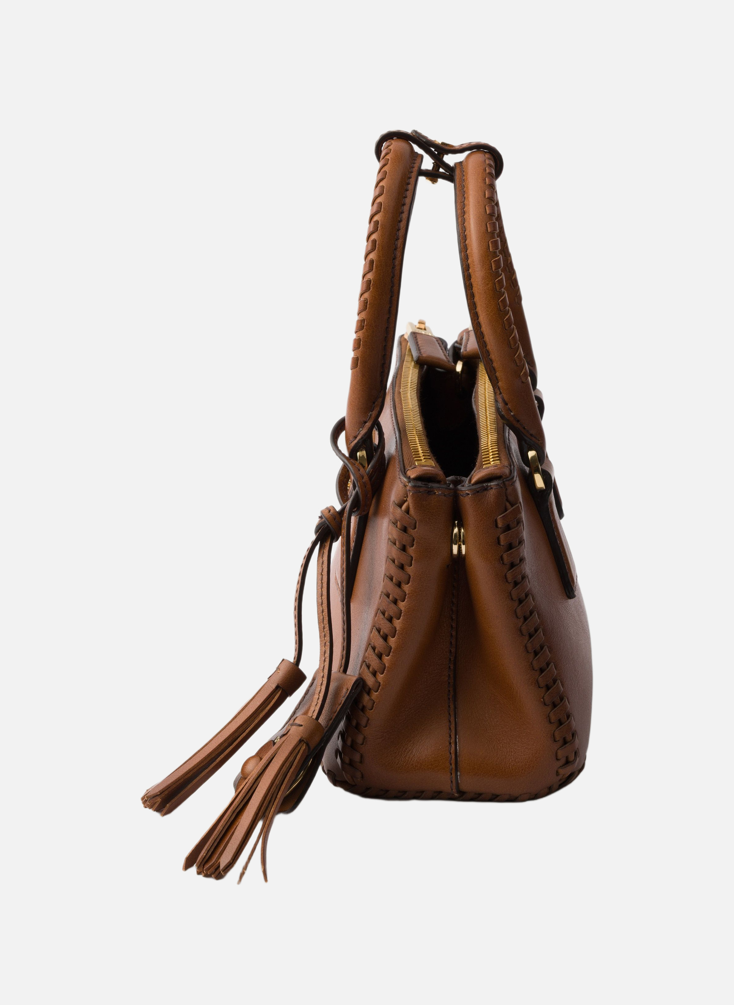 Mini sac prada galleria en cuir PRADA Marron