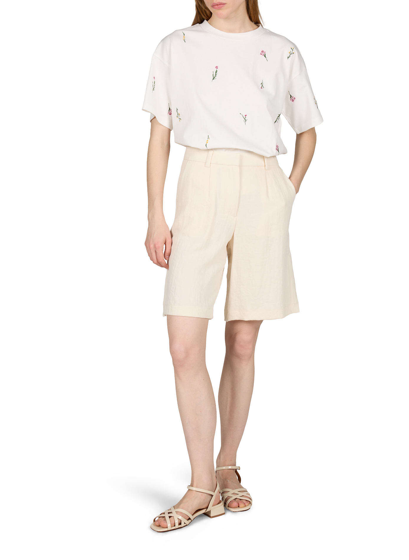 Korte effen blouse VILA Beige