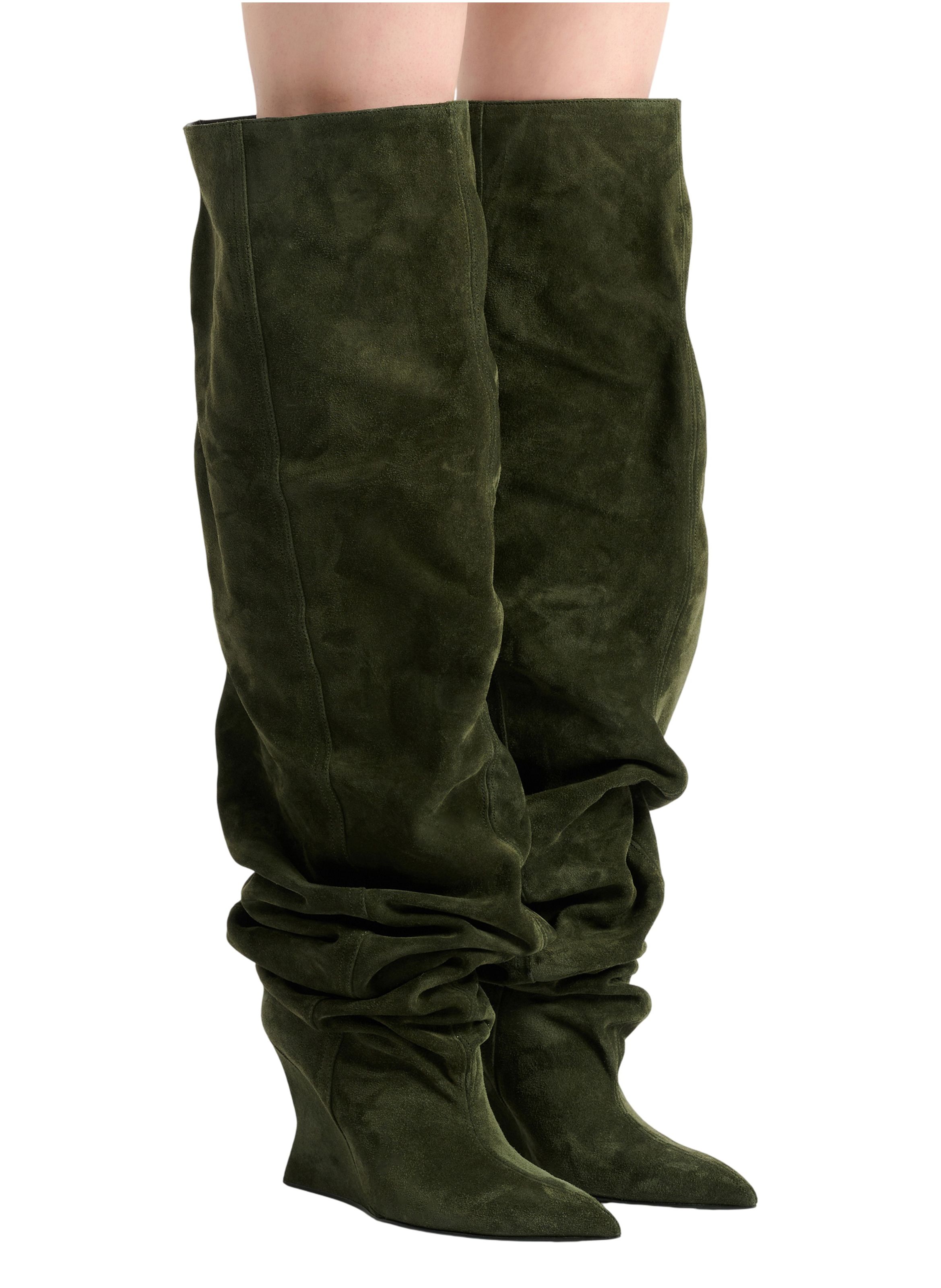 Cuissardes wedge en cuir suédé BALMAIN Vert