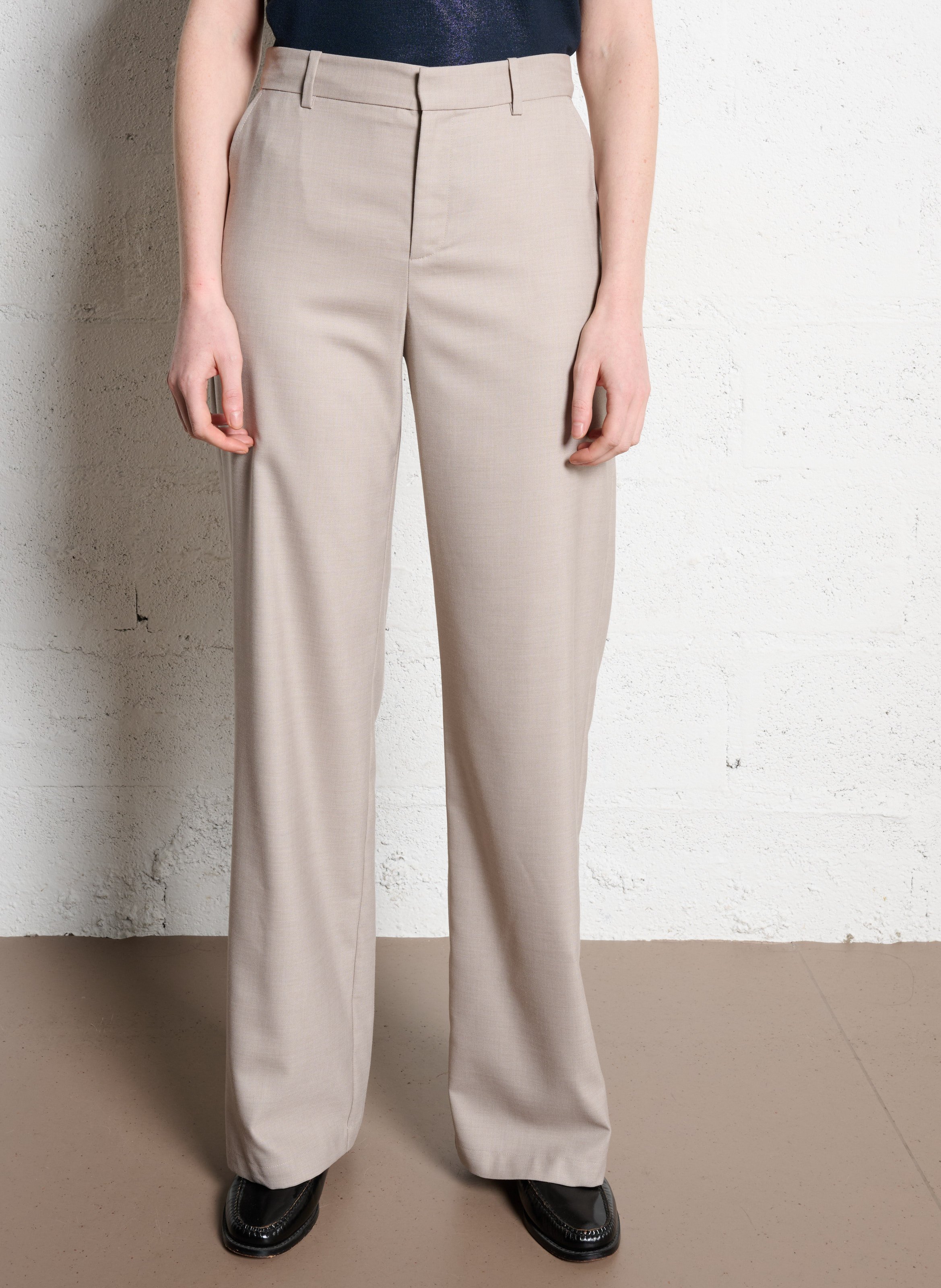 Pantalon de costume droit taille mi-haute IKKS Beige
