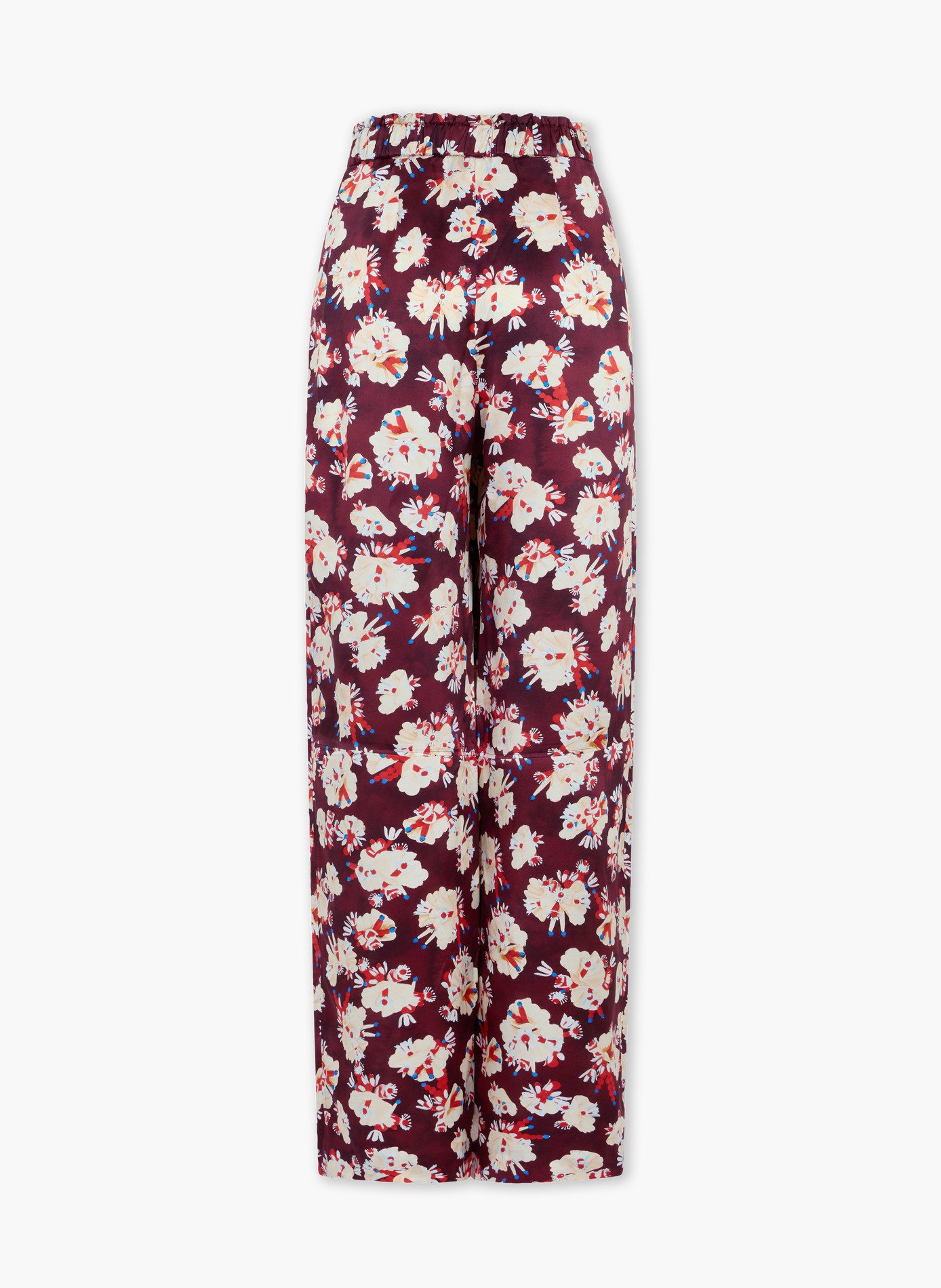 Pantalon droit à motif floral en satin de soie RABANNE Violet