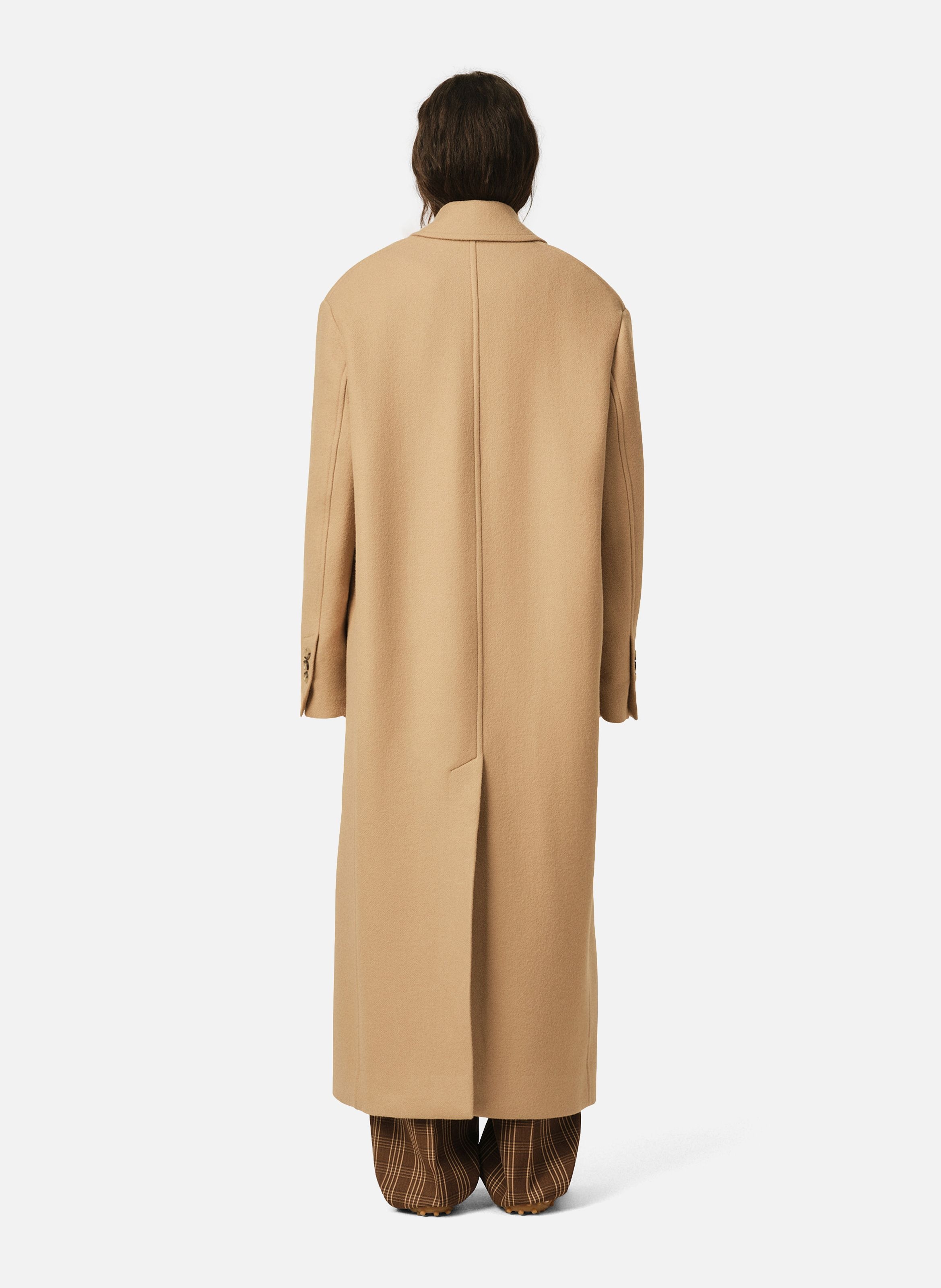 Manteau long double boutonnage en laine AMI PARIS Beige