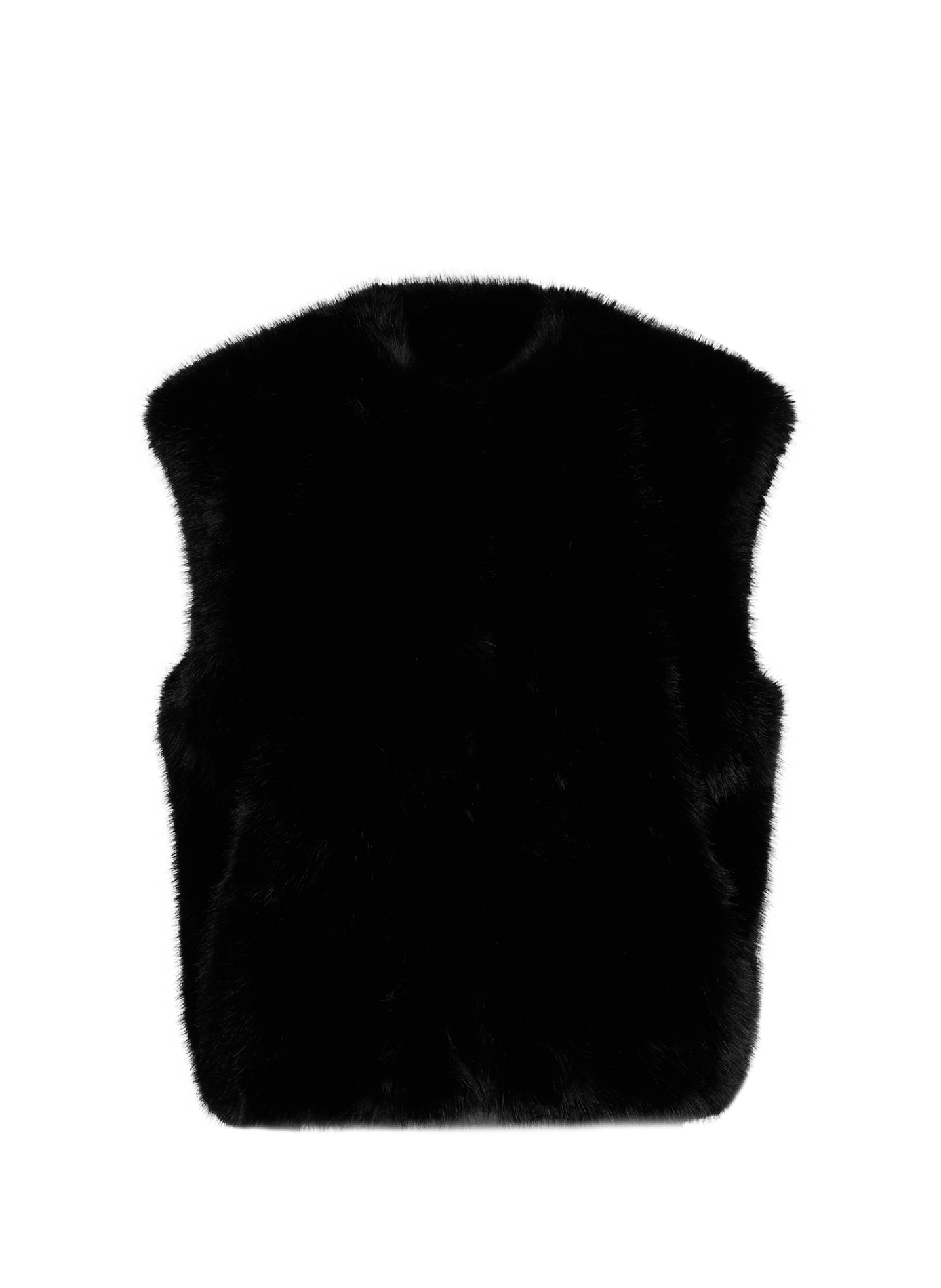 Faux Fur Sleeveless Biline Vest SAISON 1865 Black