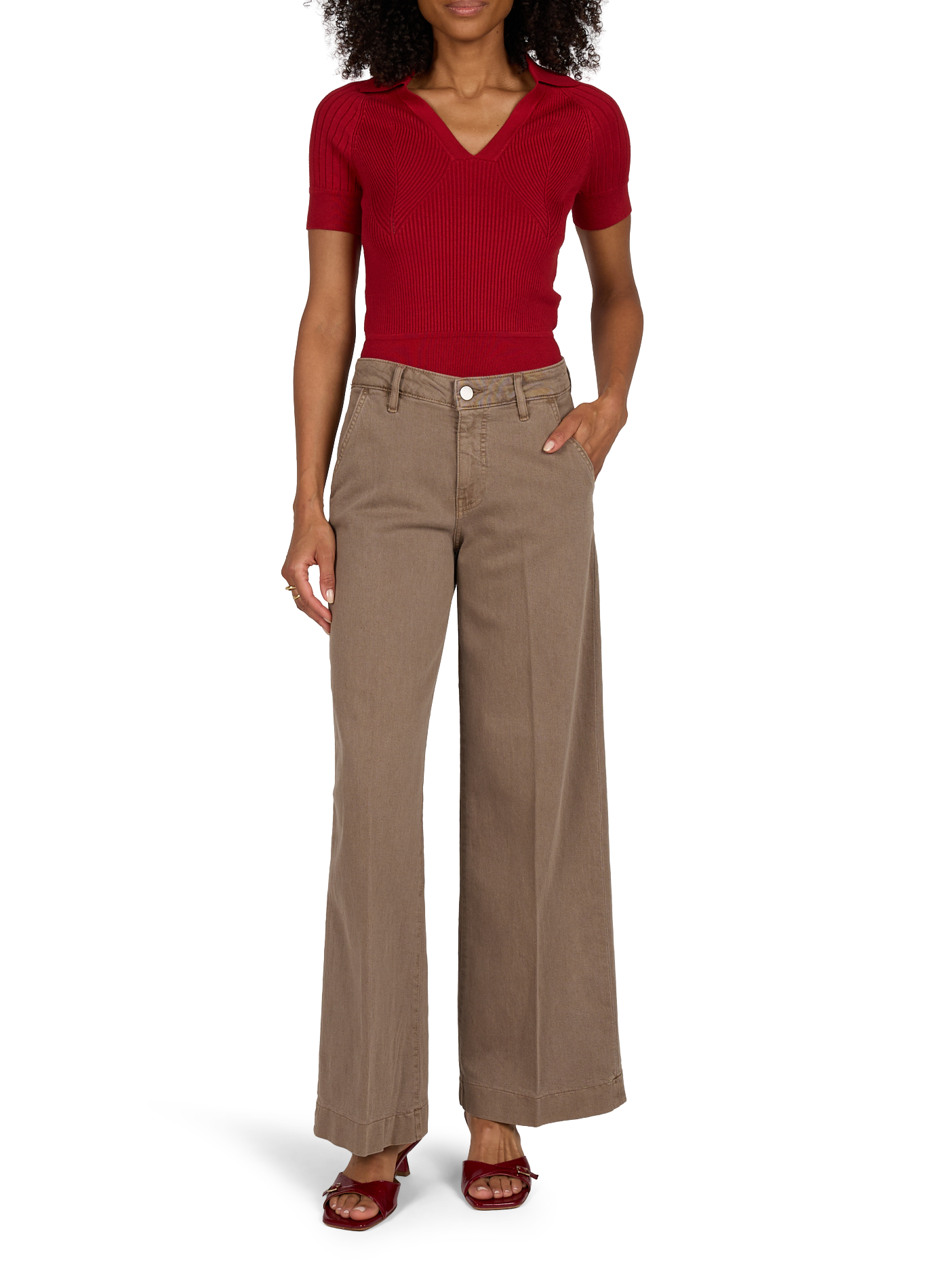 Wide leg straight jeans GUESS Brown