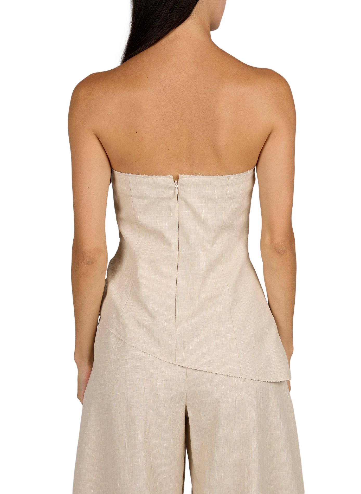 Oberteil mit asymmetrischem ausgefransten Saum TOPSHOP Beige