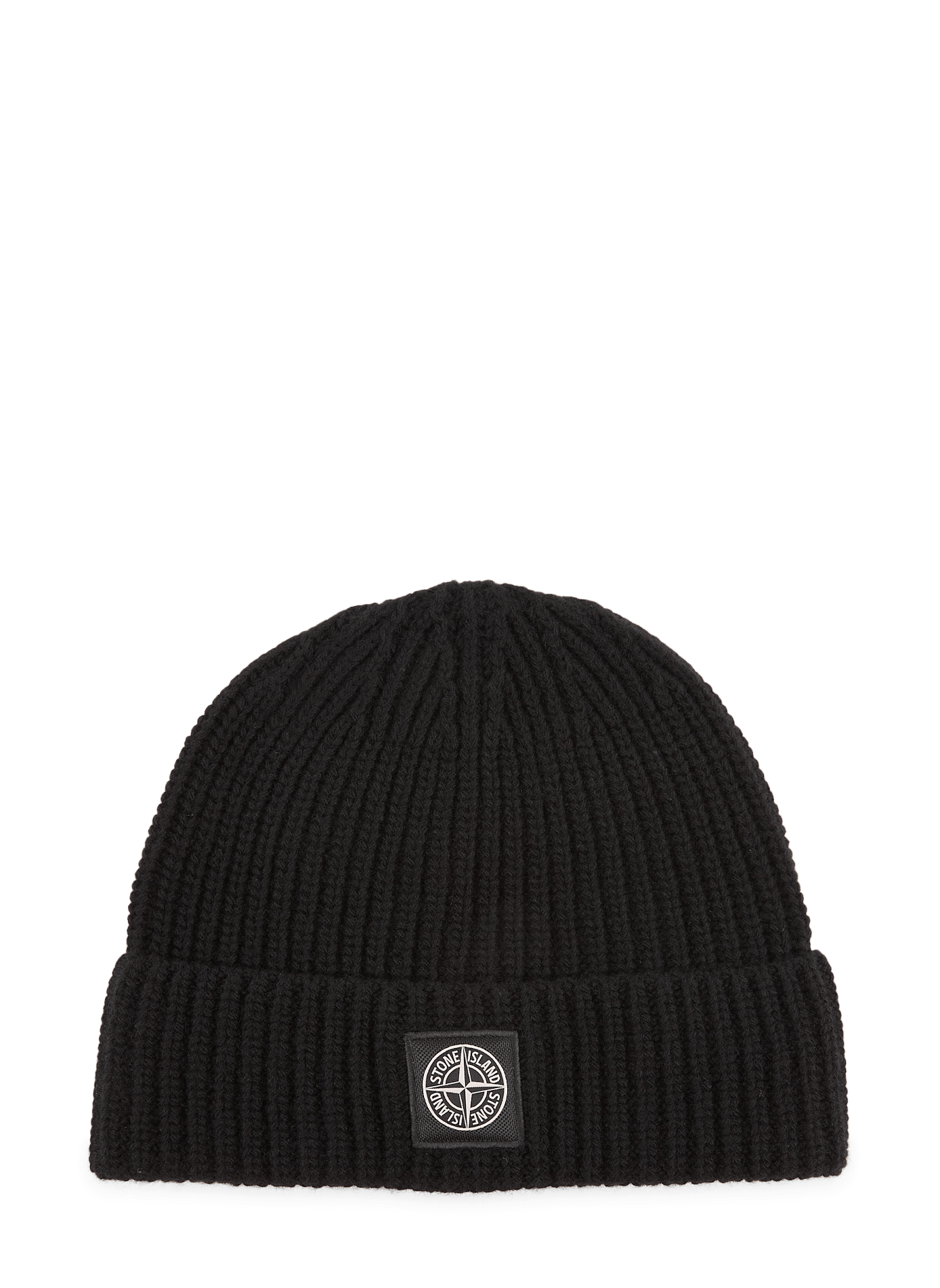 Bonnet en tricot en laine vierge STONE ISLAND Noir