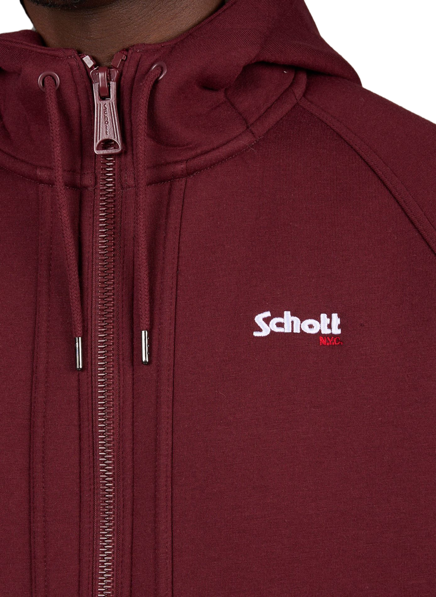 Sweat à capuche en coton mélangé  SCHOTT Rouge