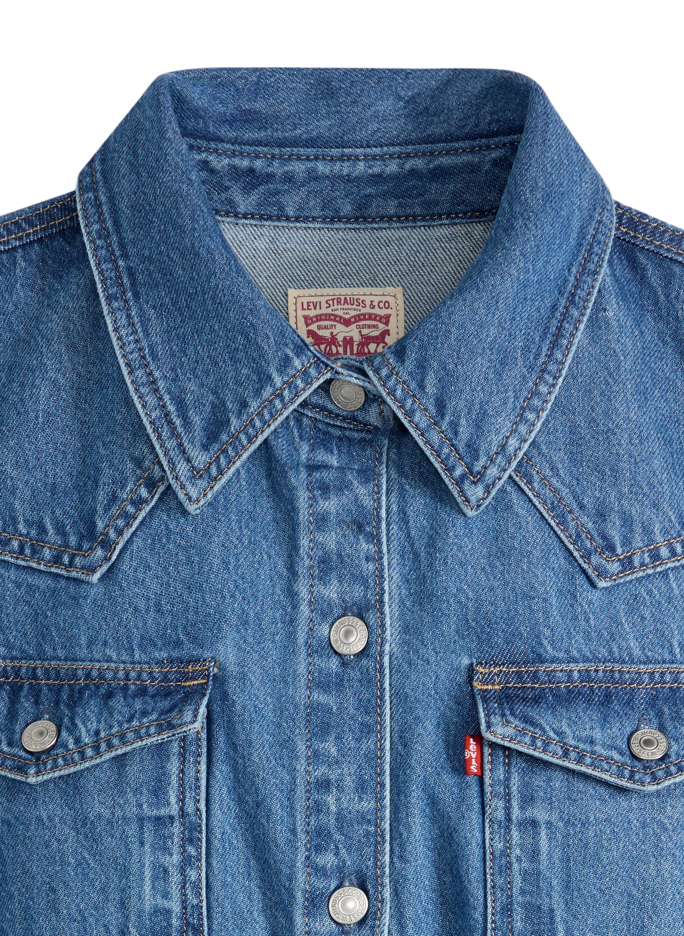 Midi-Jeanskleid aus Baumwolle mit klassischem Kragen LEVI'S Blau