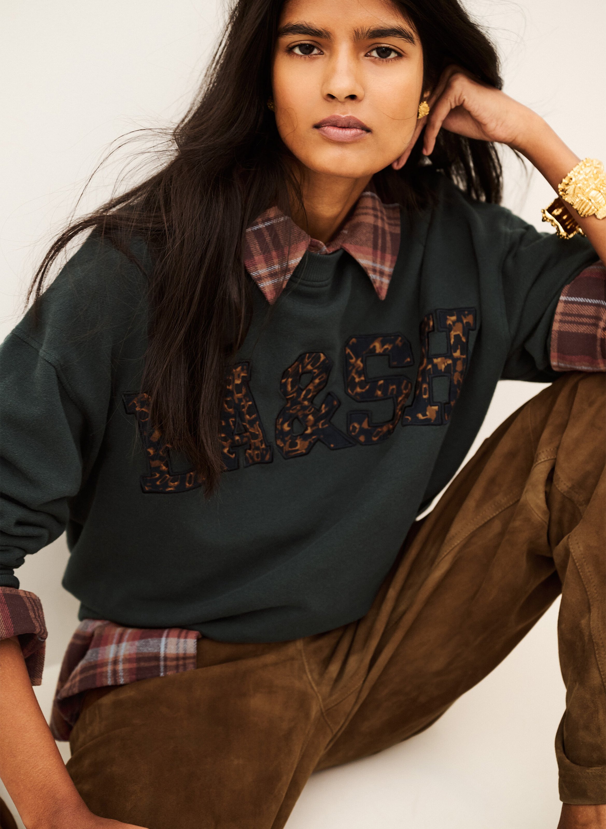 Sweat droit en coton mélangé brad | Bleu BA&SH Femme