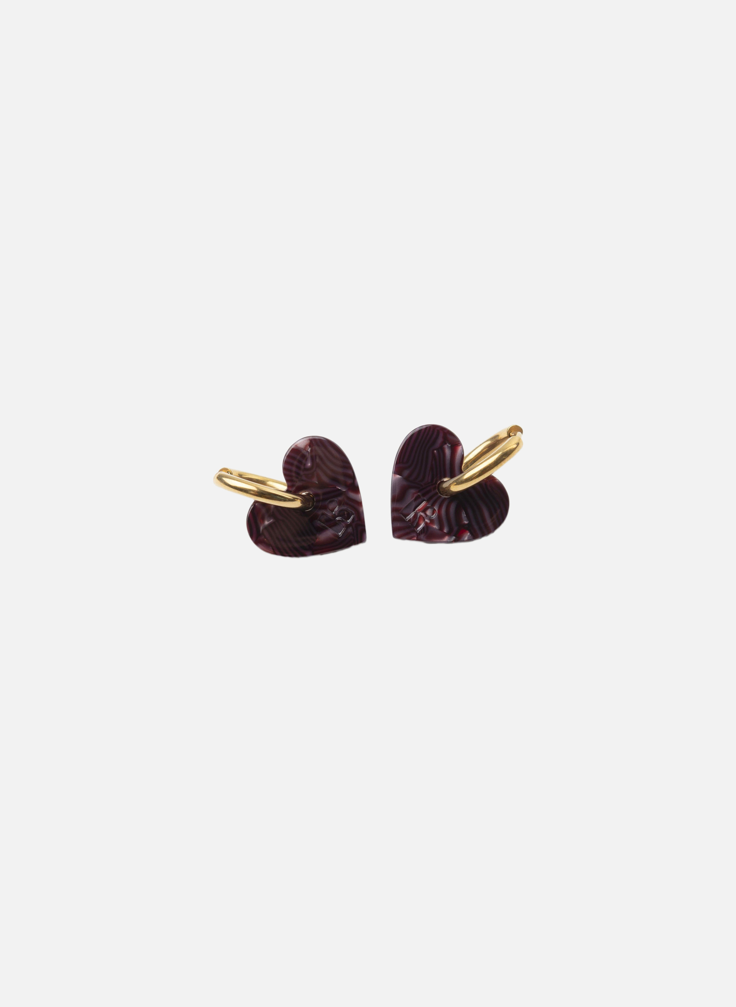 Boucles d'oreilles lova lova avec anneaux en acier inoxydable doré  Lie de vin