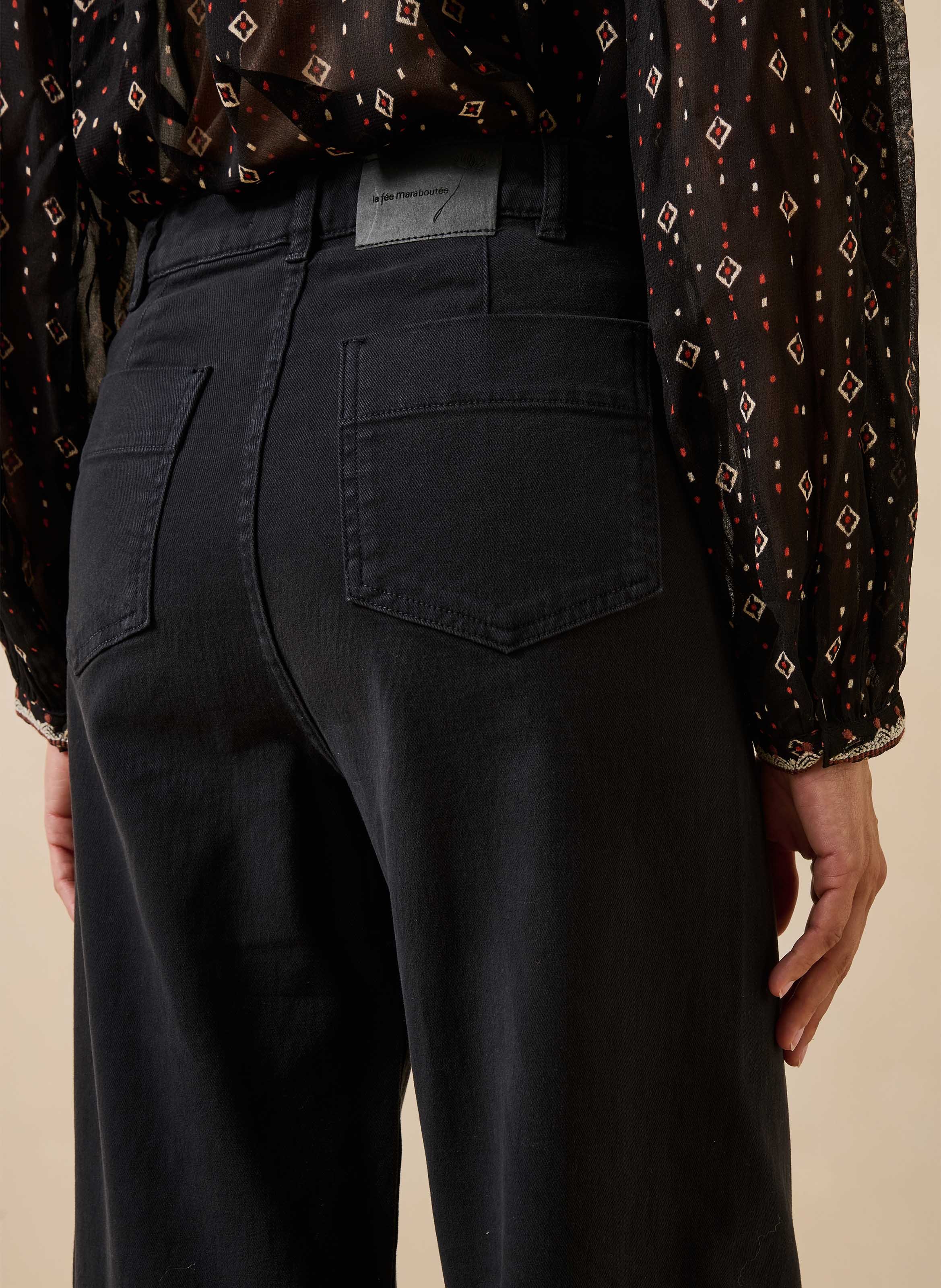 Rechte jeans met hoge taille van een biologisch katoenmengsel LA FEE MARABOUTEE Zwart