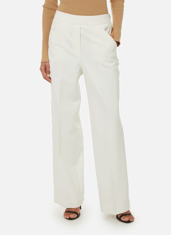 Recycled polyester and sustainable viscose wide-leg trousers White by CALVIN KLEIN CALVIN KLEIN Recycled polyester and sustainable viscose wide-leg trousers White