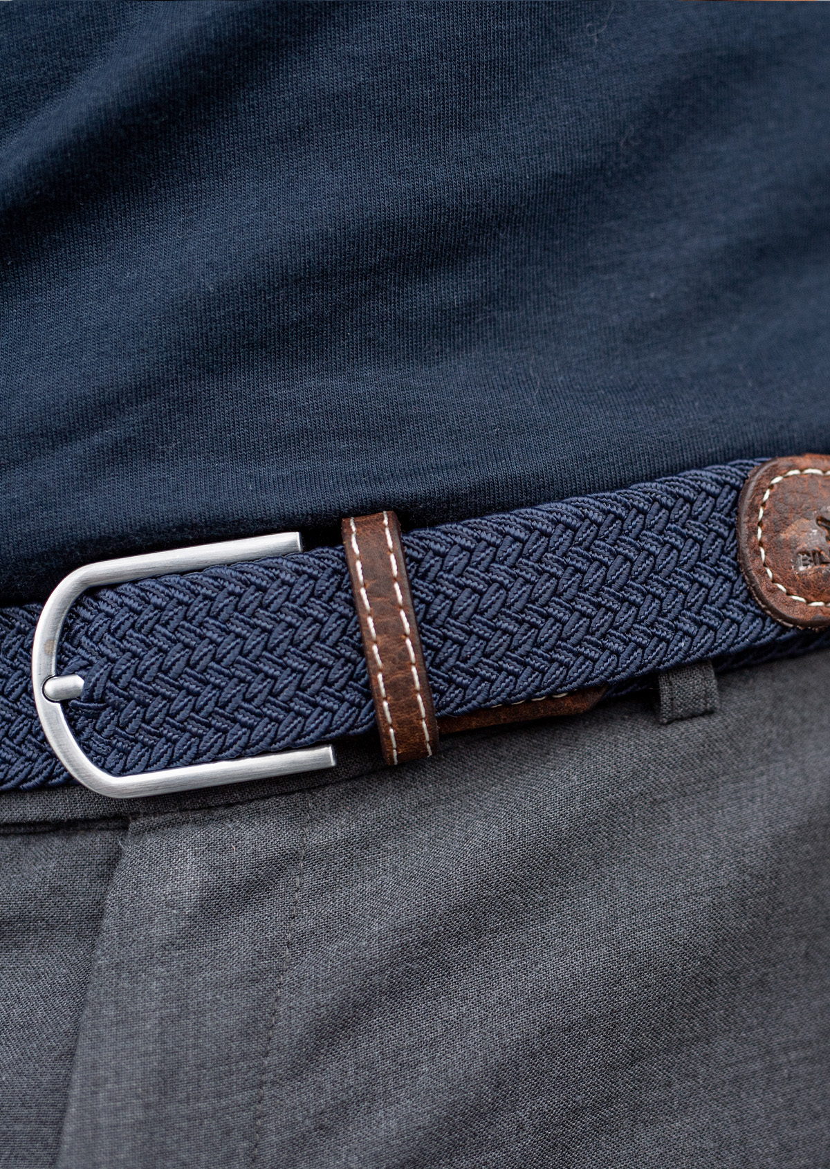 Ceinture tressée élastique unie BILLYBELT Bleu
