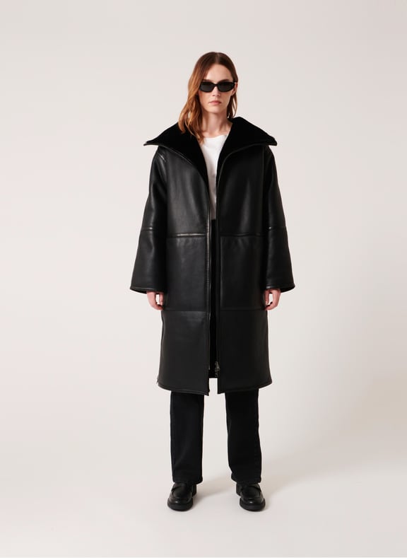 Manteau camel droit - mima Noir by ZAPA ZAPA Manteau camel droit - mima Noir