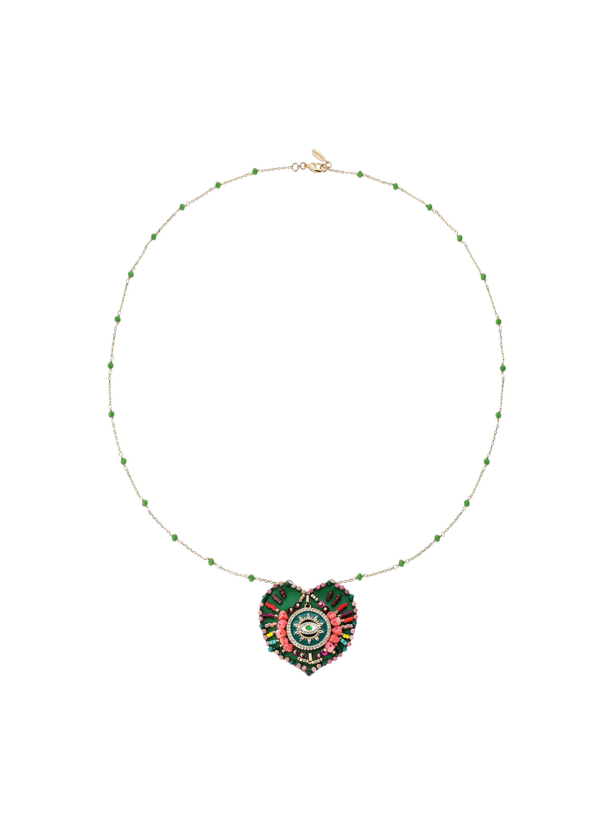 Collier chaîne avec charm central avec perles janeira HIPANEMA Vert