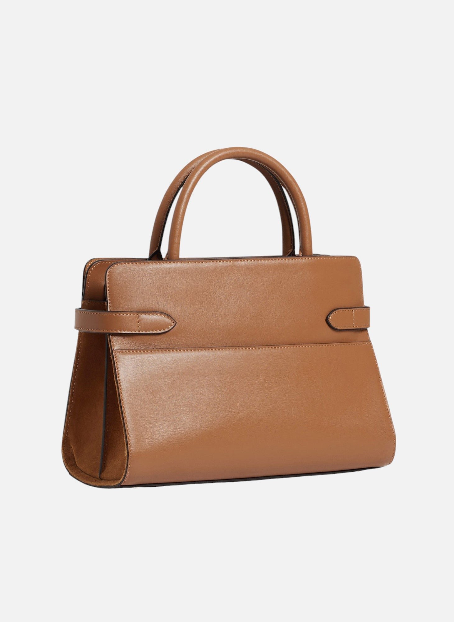 Sac à main moyen modèle emie en cuir lisse et nubuck LE TANNEUR Marron