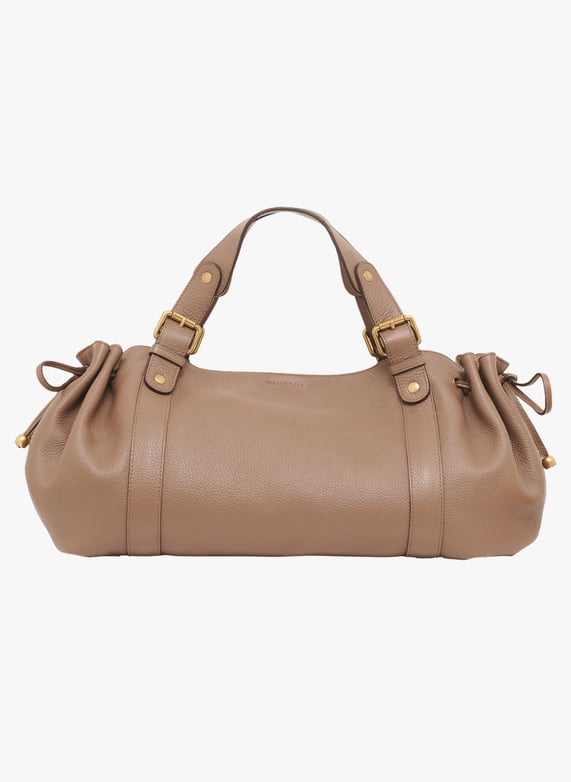 Sac à main en cuir grainé intérieur métallisé 24h Beige Gerard