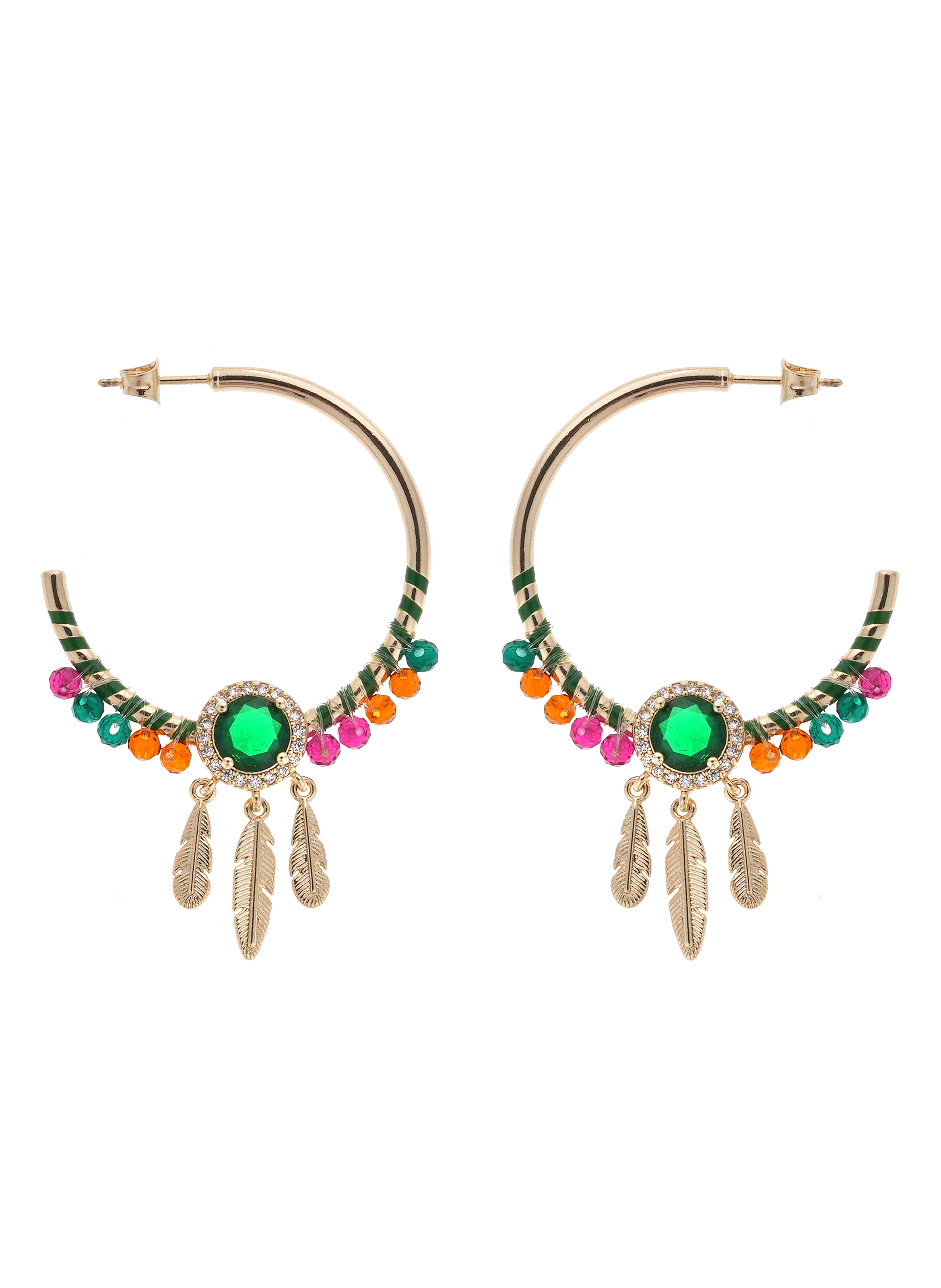 Boucles d'oreilles créoles avec pampilles lidiane HIPANEMA Vert