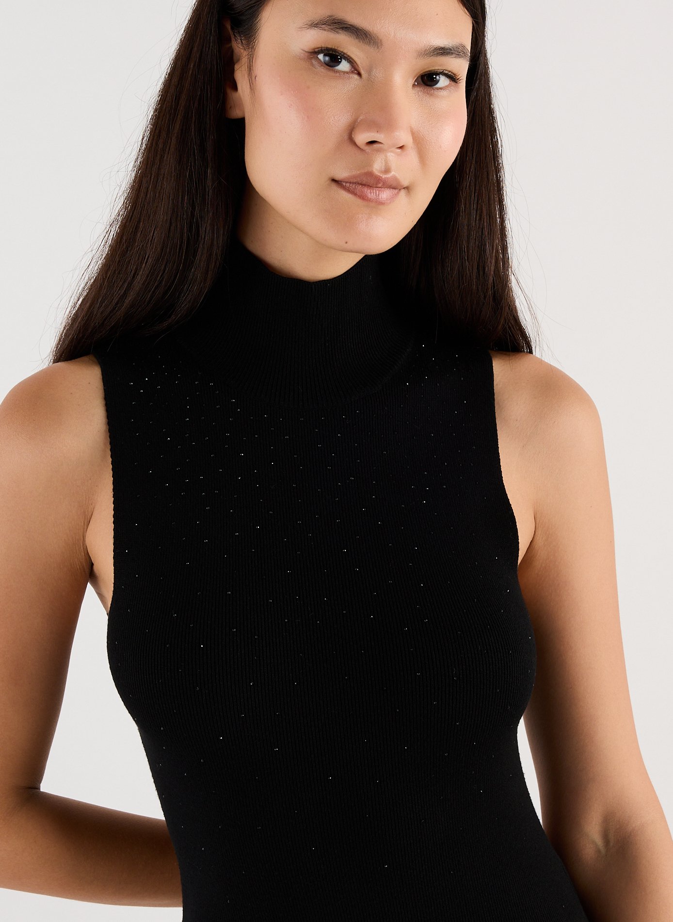 Robe midi cintrée à col montant SAISON 1865 Noir