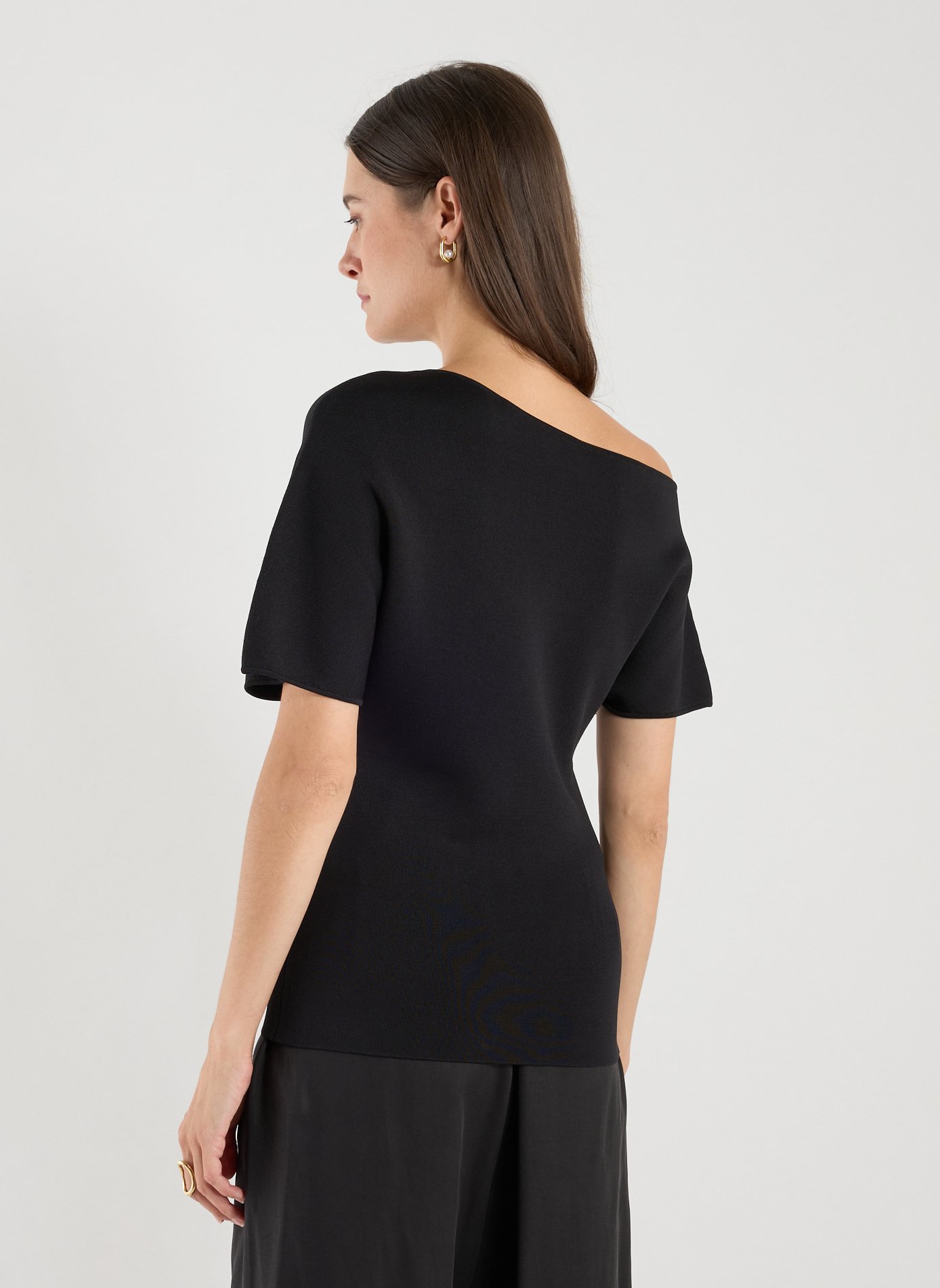 Asymmetric knitted top ROHE FRAMES Black