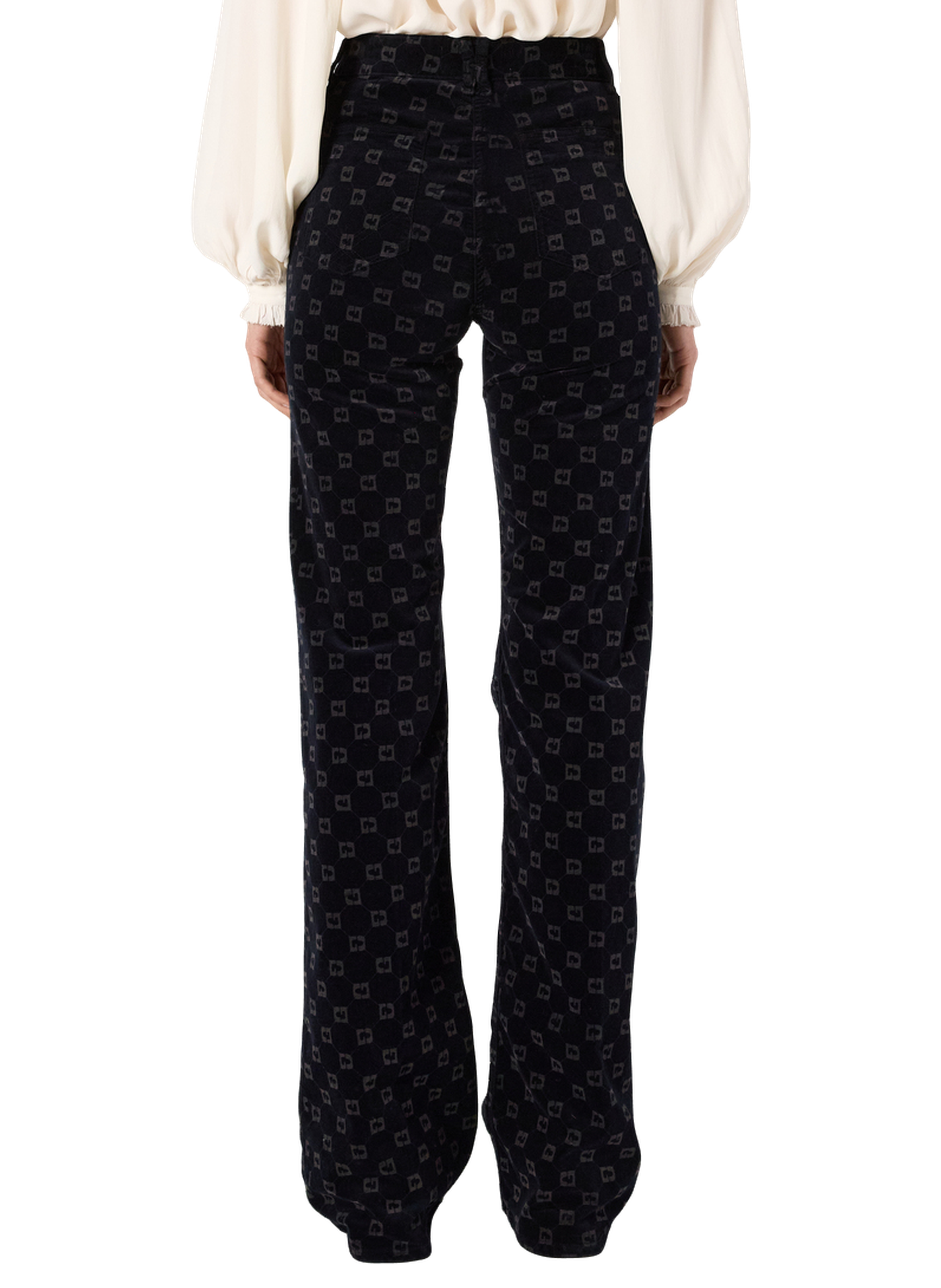 Pantalon flare en velours à monogramme - anna GERARD DAREL Bleu