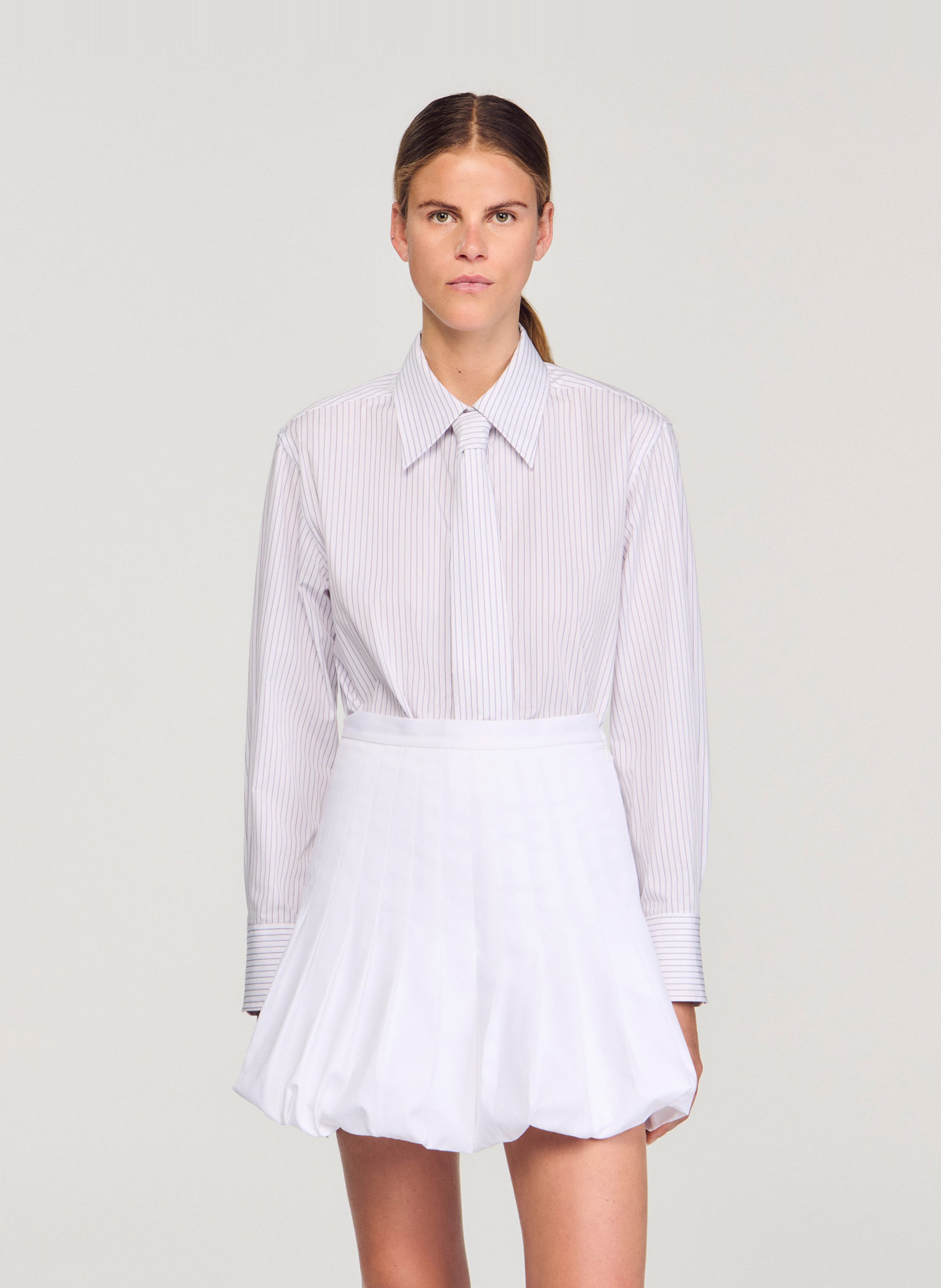 SANDRO Chemise rayée à col cravate Blanc