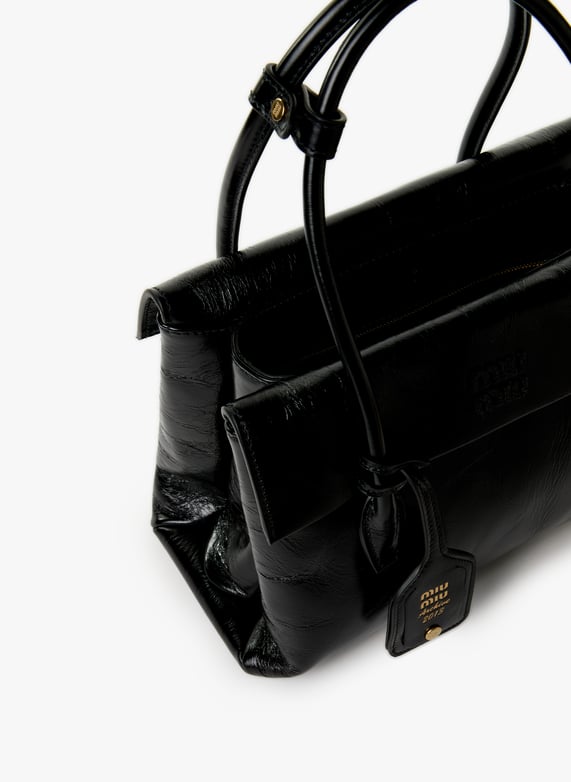 Sac à main Solitaire en cuir brillant | Noir by MIU MIU Sac à main Solitaire en cuir brillant Noir