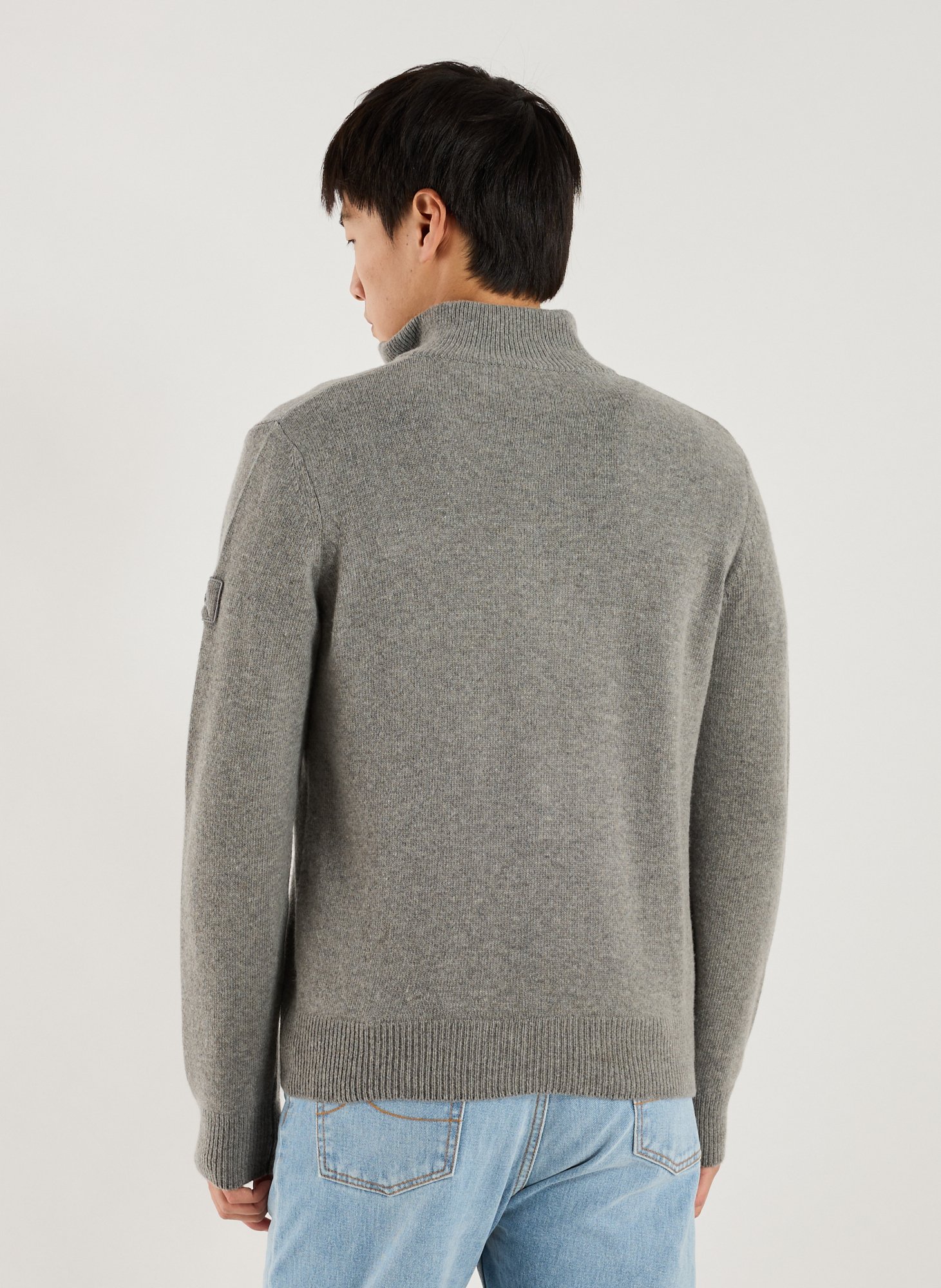Pull col zippé en laine AIGLE Gris