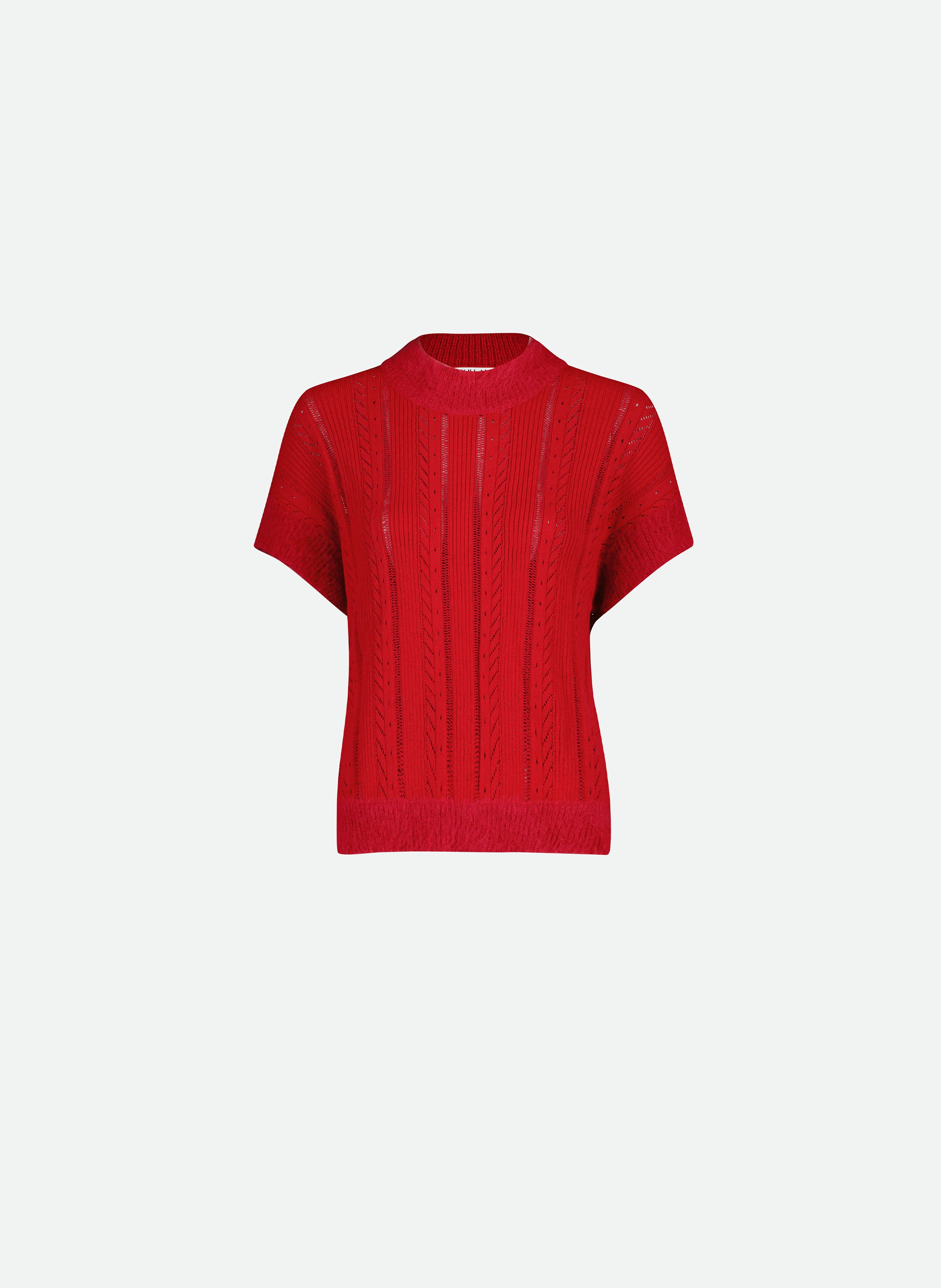 T-shirt en maille à encolure et poignets contrastés VAILLANT Rouge