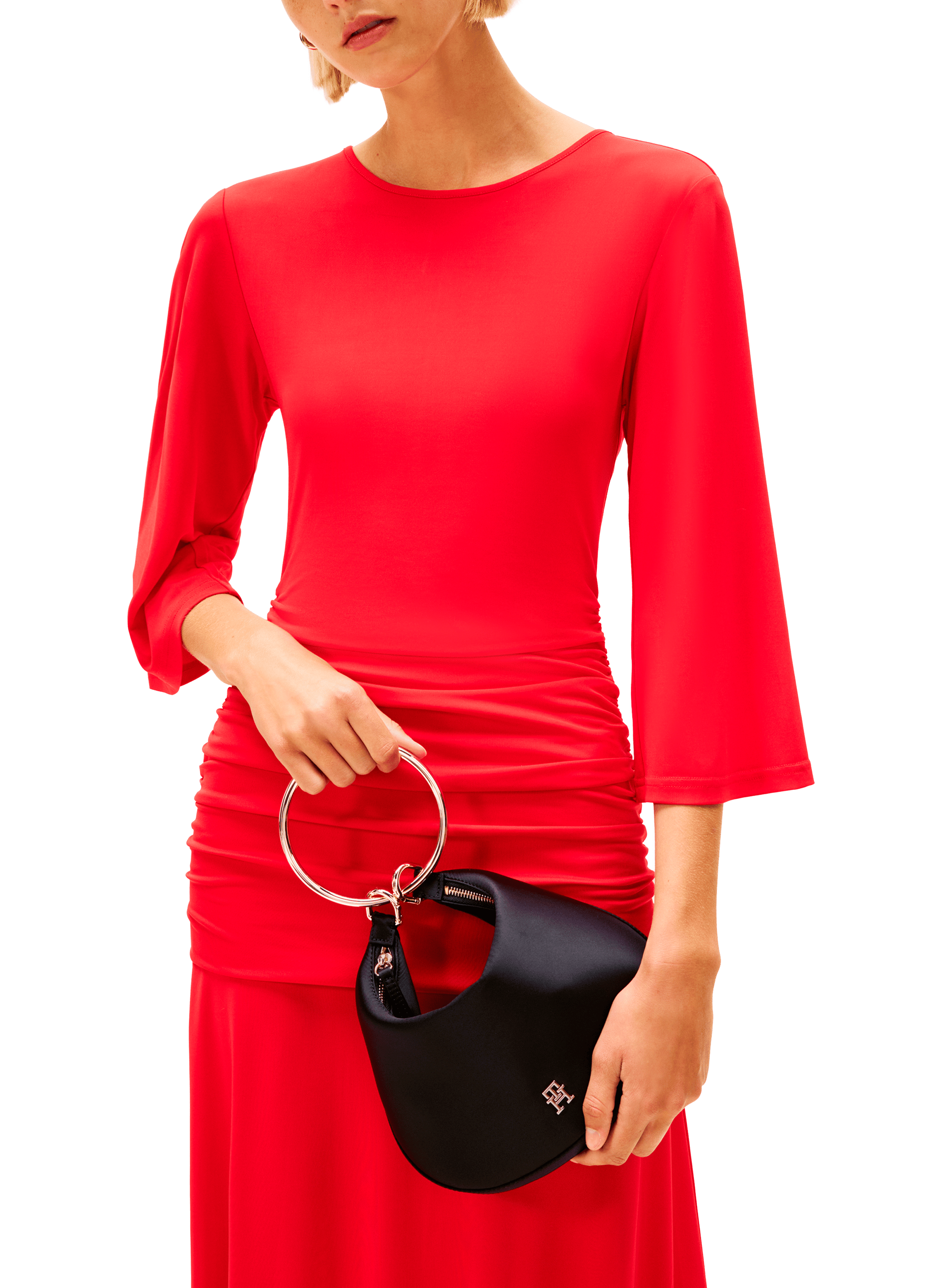 Handbag with metal handle in bracelet style TOMMY HILFIGER Black