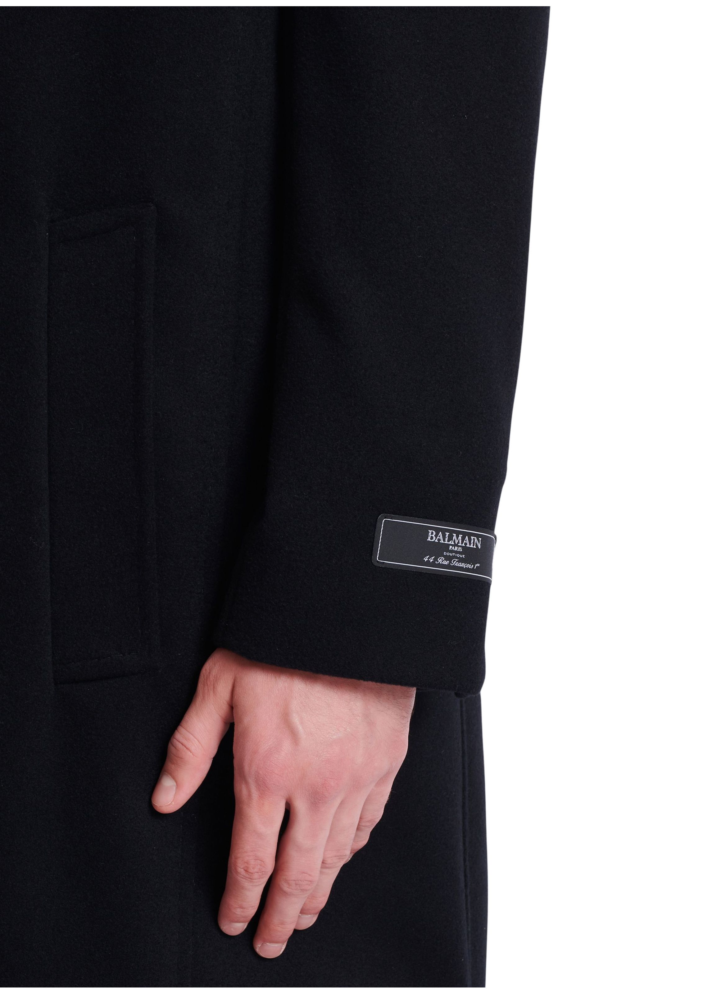 Manteau oversize en laine et cachemire BALMAIN Noir