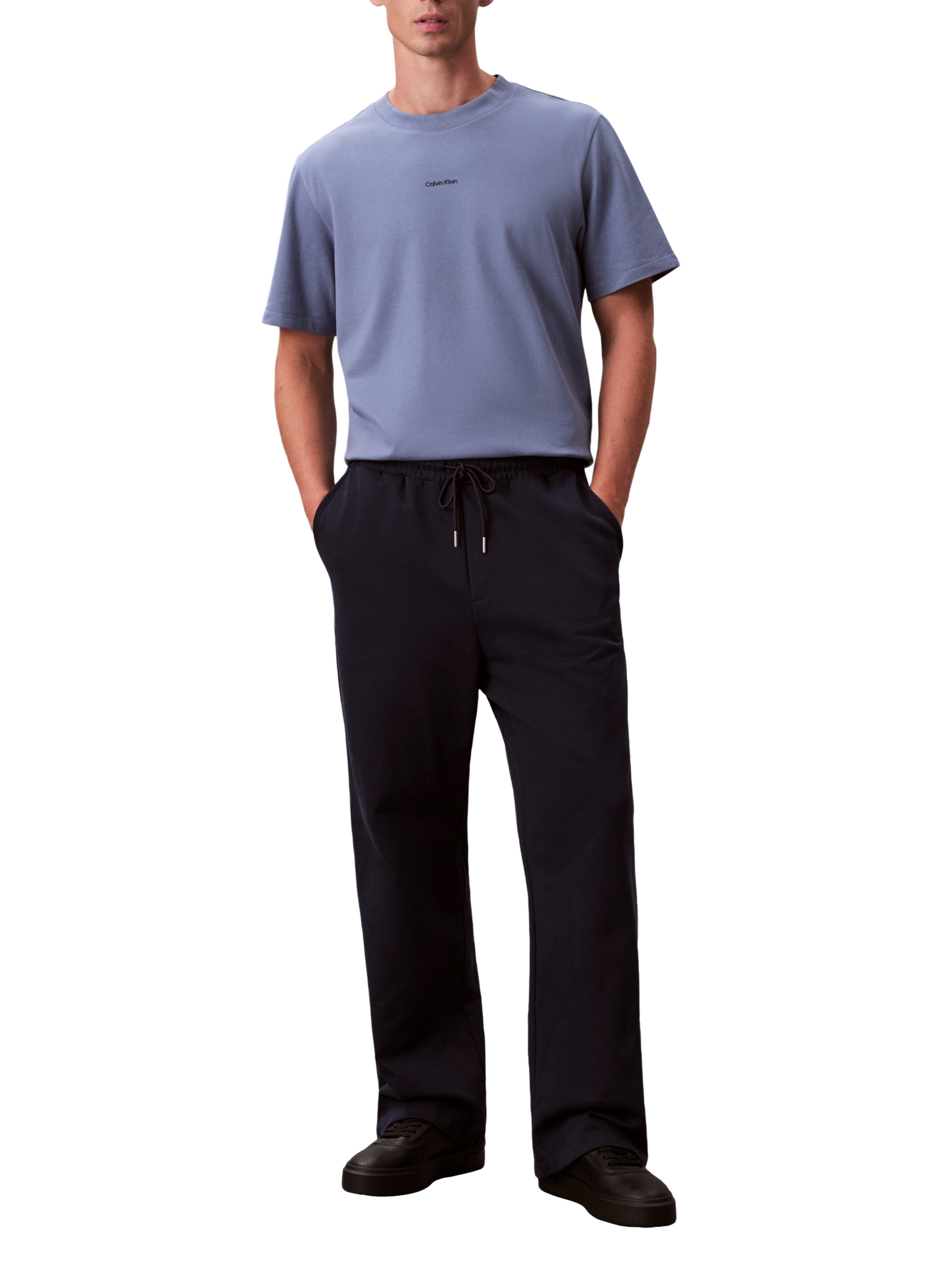 T-shirt à col rond en coton mélangé CALVIN KLEIN Bleu