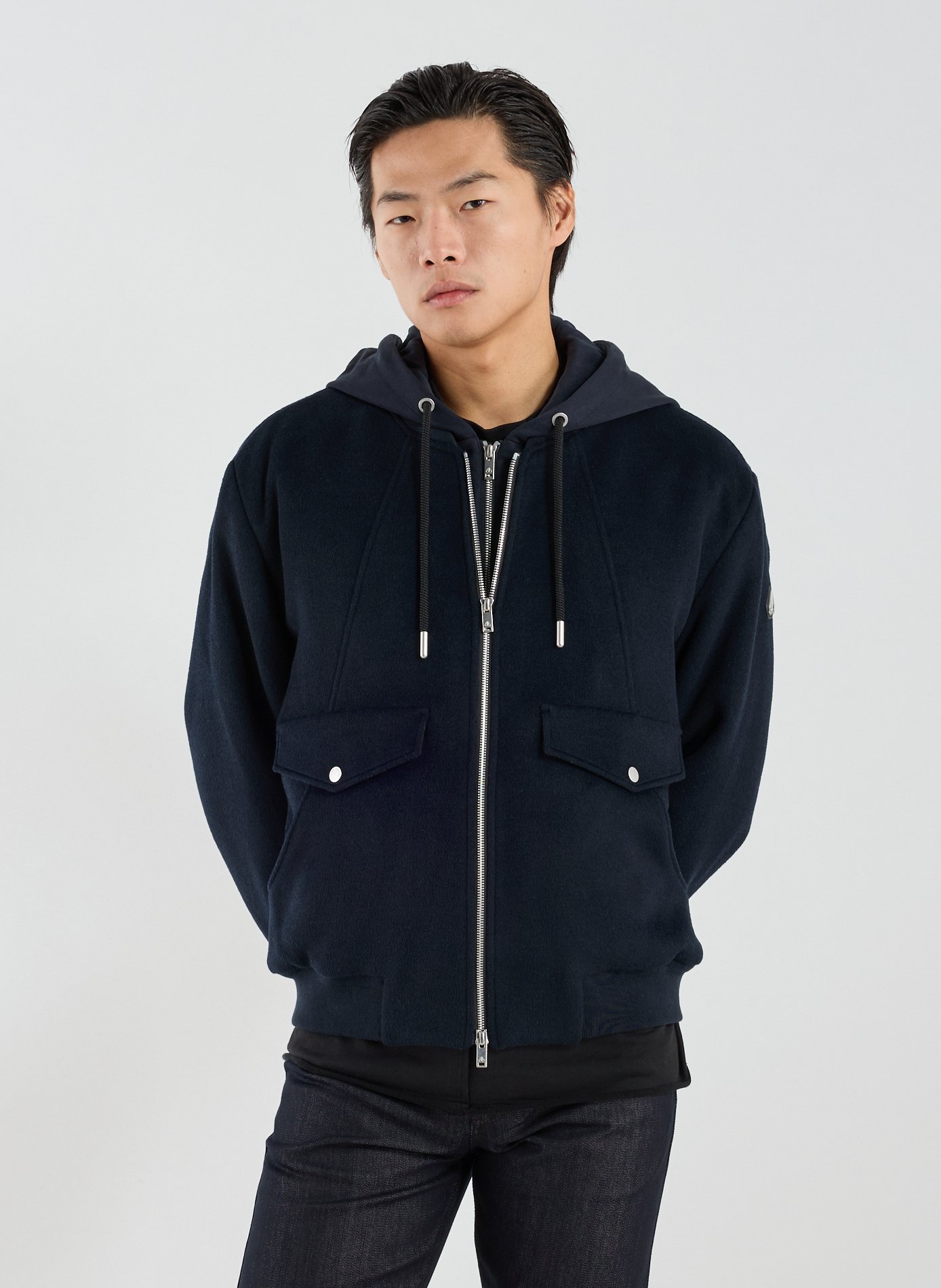 Oversized wool blend parka MOOSE KNUCKLES Blue