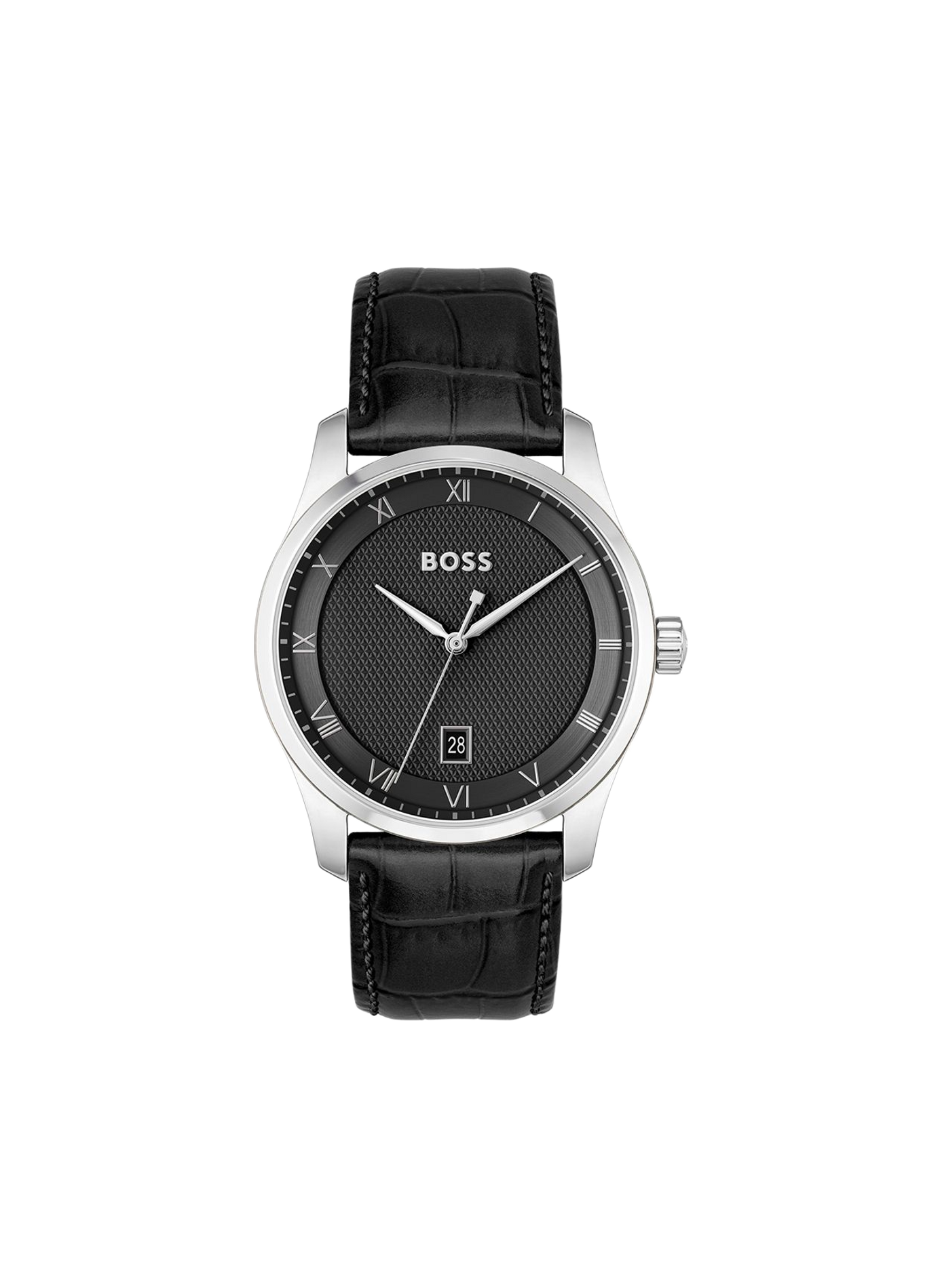 Montre avec bracelet en cuir BOSS Noir