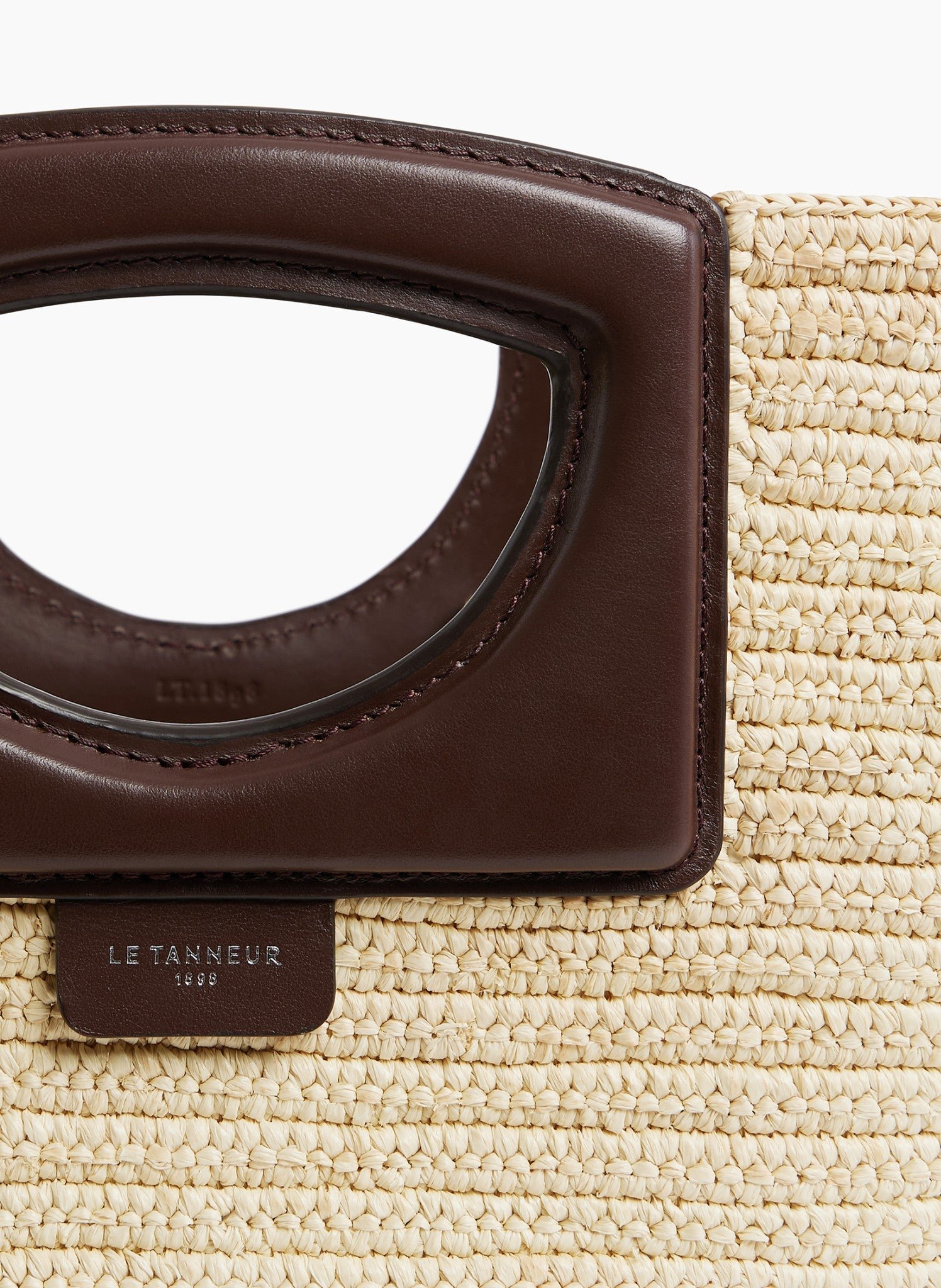 Grand sac cabas en raphia naturel et cuir lisse végétal LE TANNEUR Beige