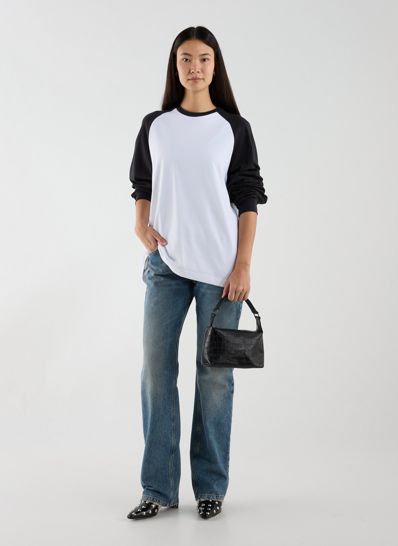 Crocodile leather handbag SAMSOE SAMSOE Black