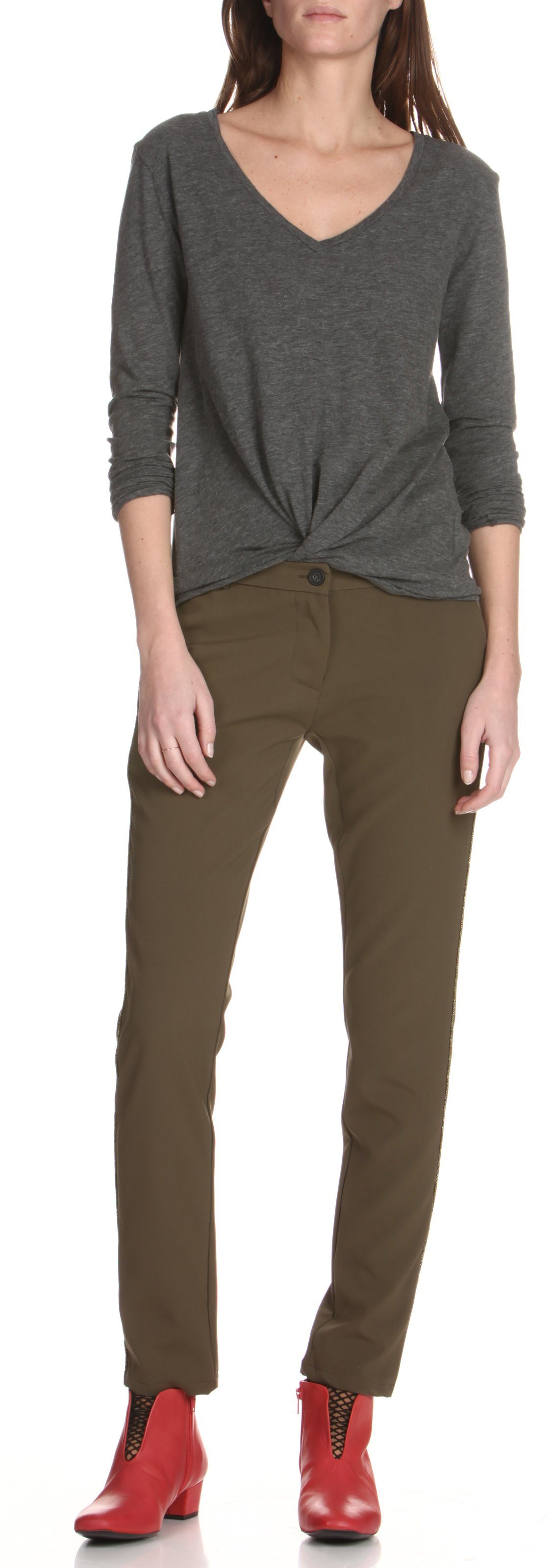 Tee-shirt col v en coton mélangé jacksonville AMERICAN VINTAGE Gris