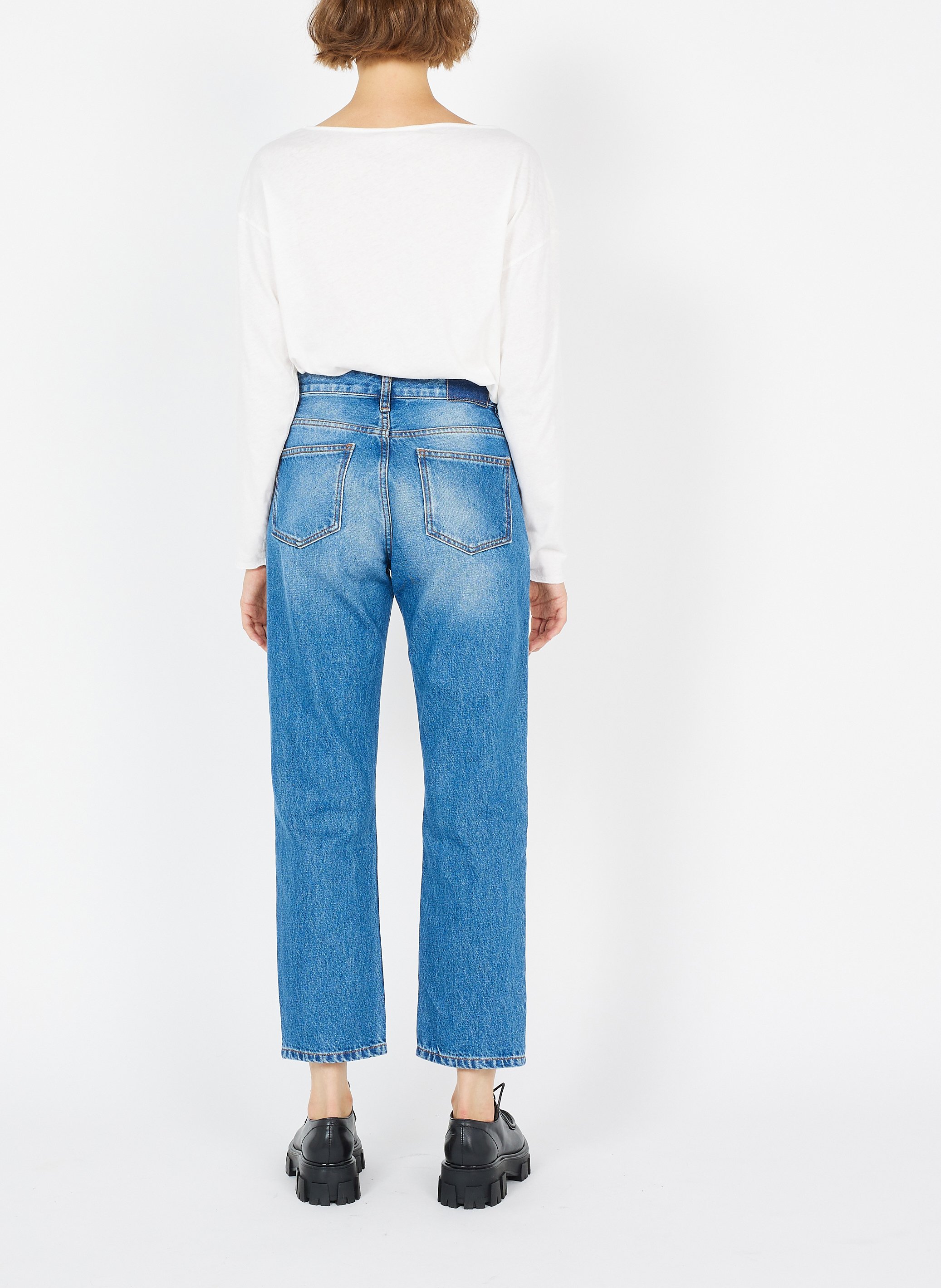 Tee-shirt ample à col bateau en coton aksun AMERICAN VINTAGE Blanc