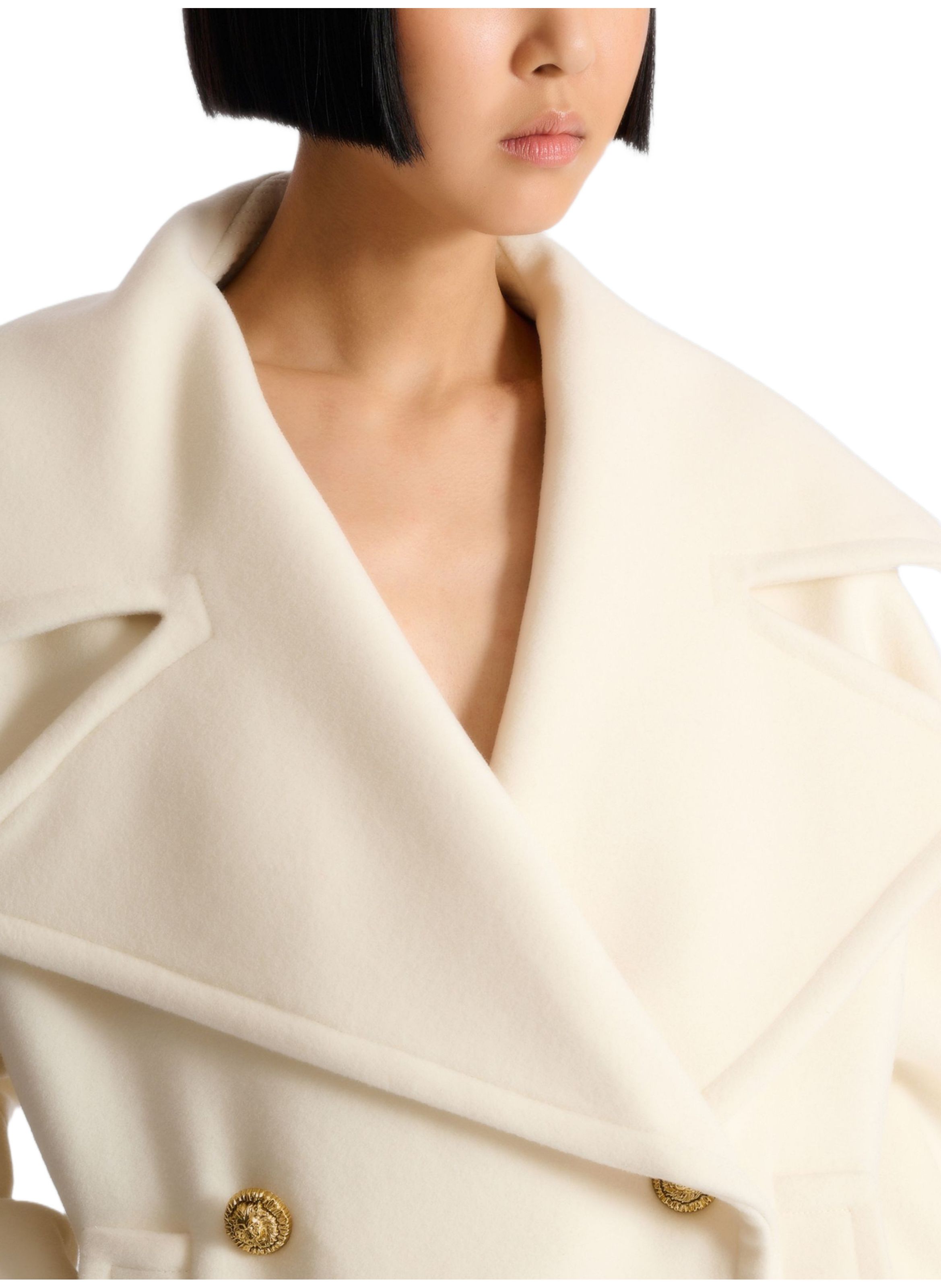 Caban 4 boutons en laine BALMAIN Blanc